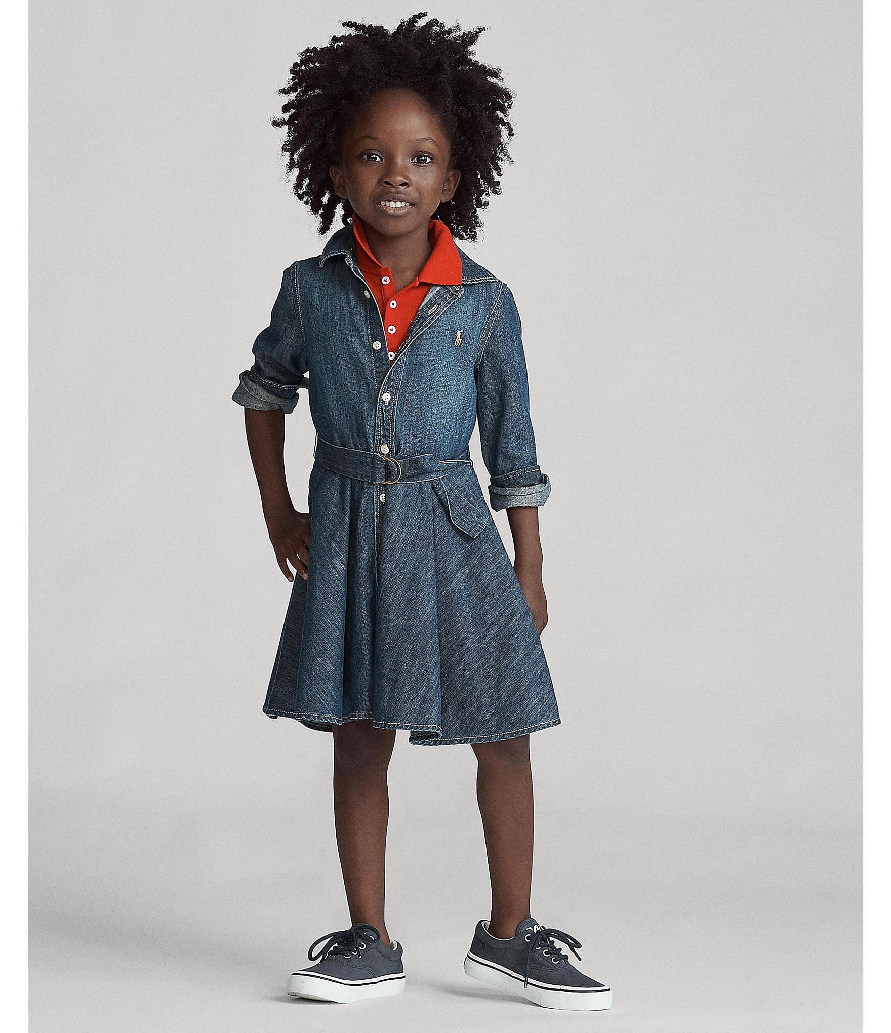 Polo Ralph Lauren Little Girls 2T-6X Belted Denim Shirt Dress