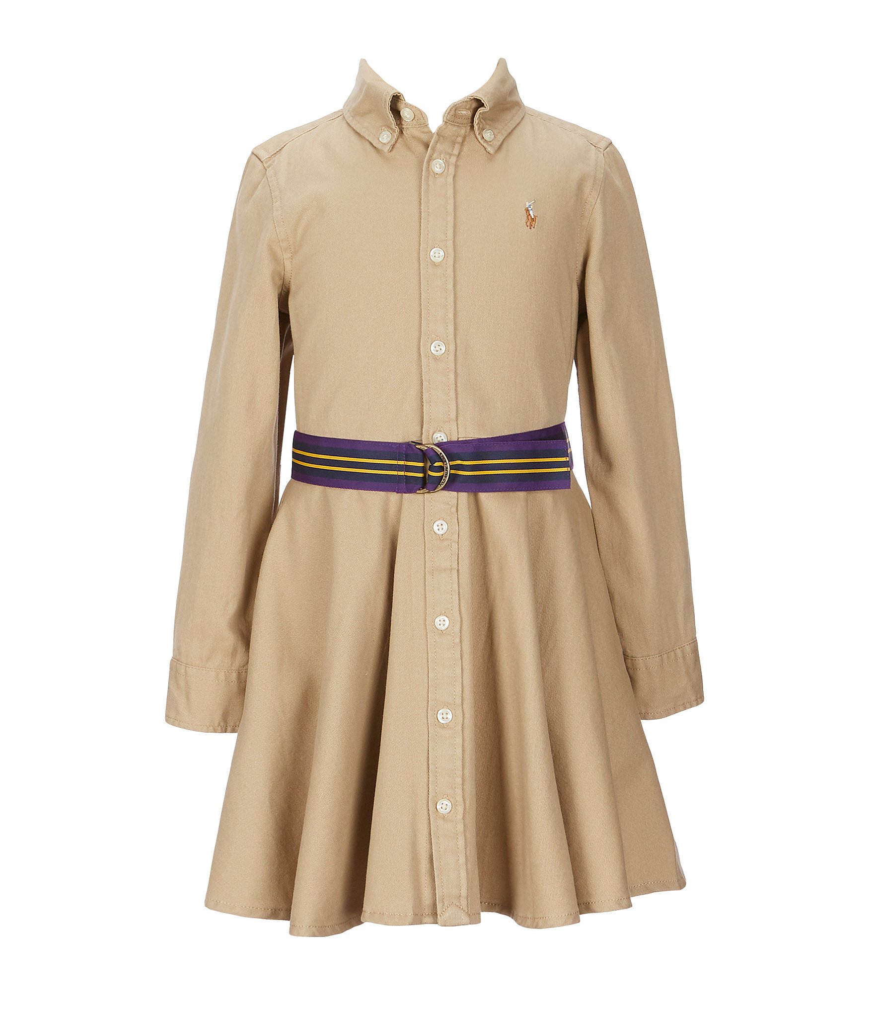 Polo Ralph Lauren Little Girls 2T-6X Button-Front Belted Shirtdress |  Dillard's