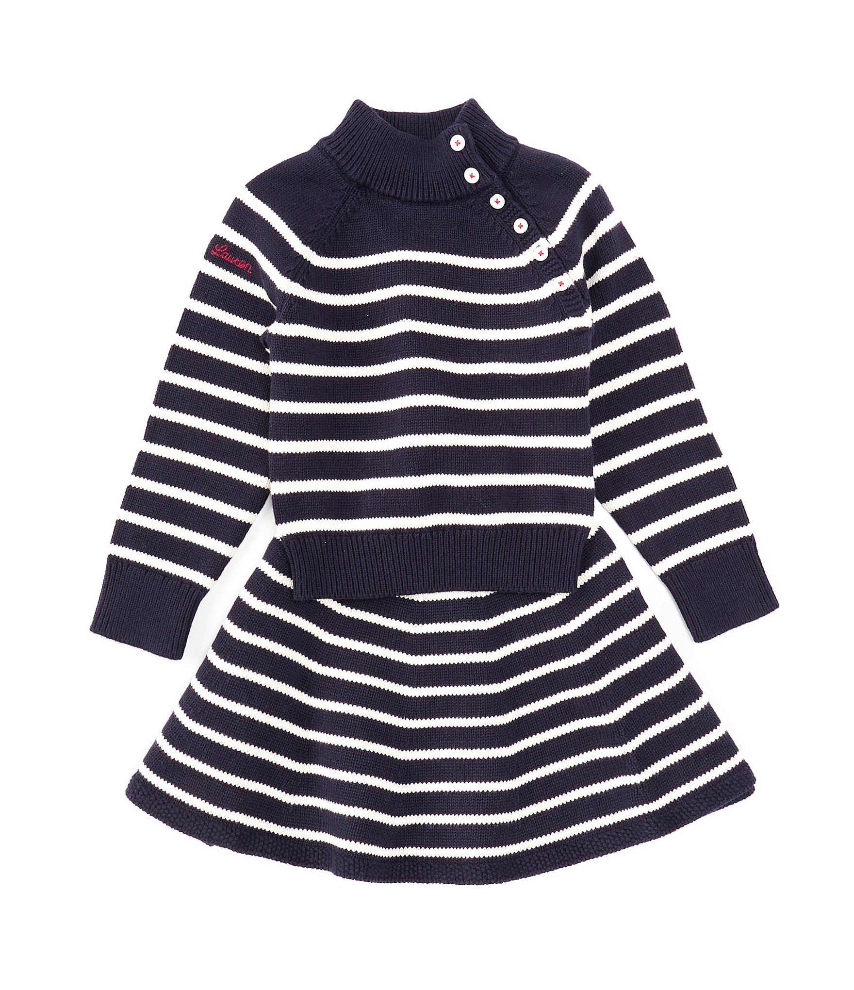 Calvin Klein Little Girls 2T-6X Flutter-Sleeve Striped Logo Muslin T-Shirt  & Sleeveless Solid Romper Set