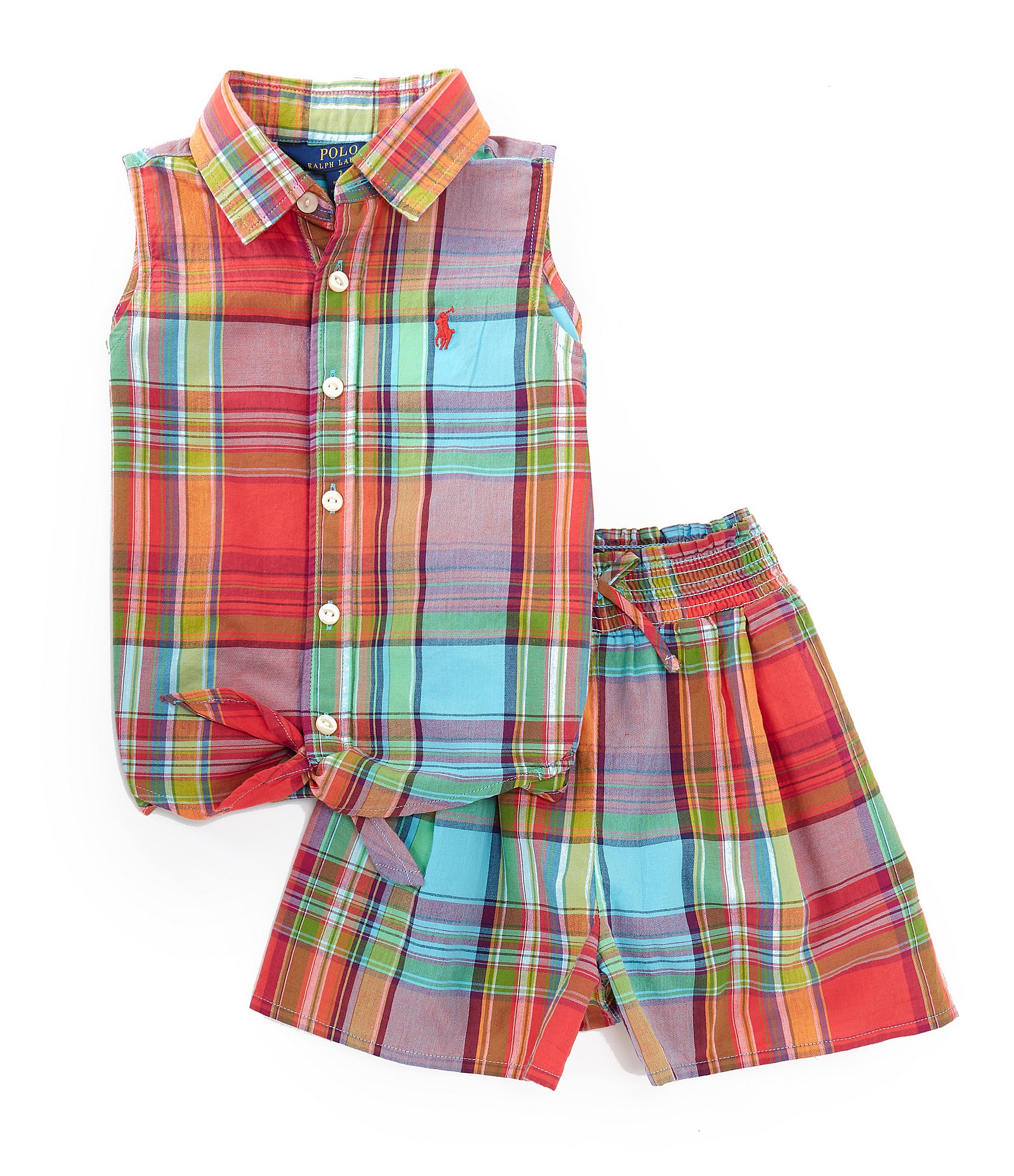 Polo Ralph Lauren Little Girls 2T-6X Madras Sleeveless Shirt & Short Set |  Dillard's