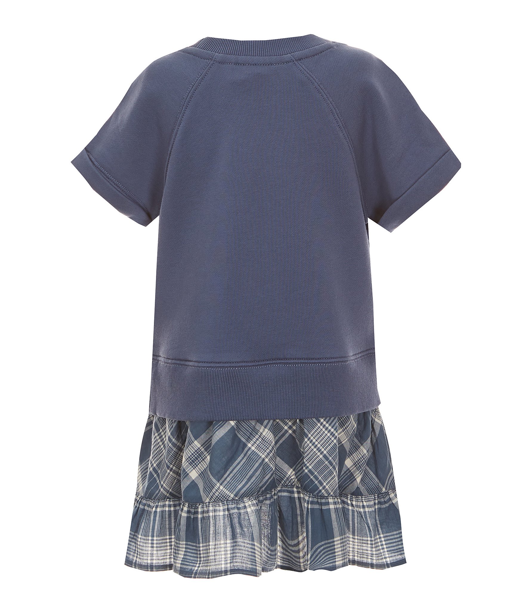 Polo Ralph Lauren Little Girls 2T-6X Raglan-Sleeve French Terry/Woven Plaid Sweatshirt Dress