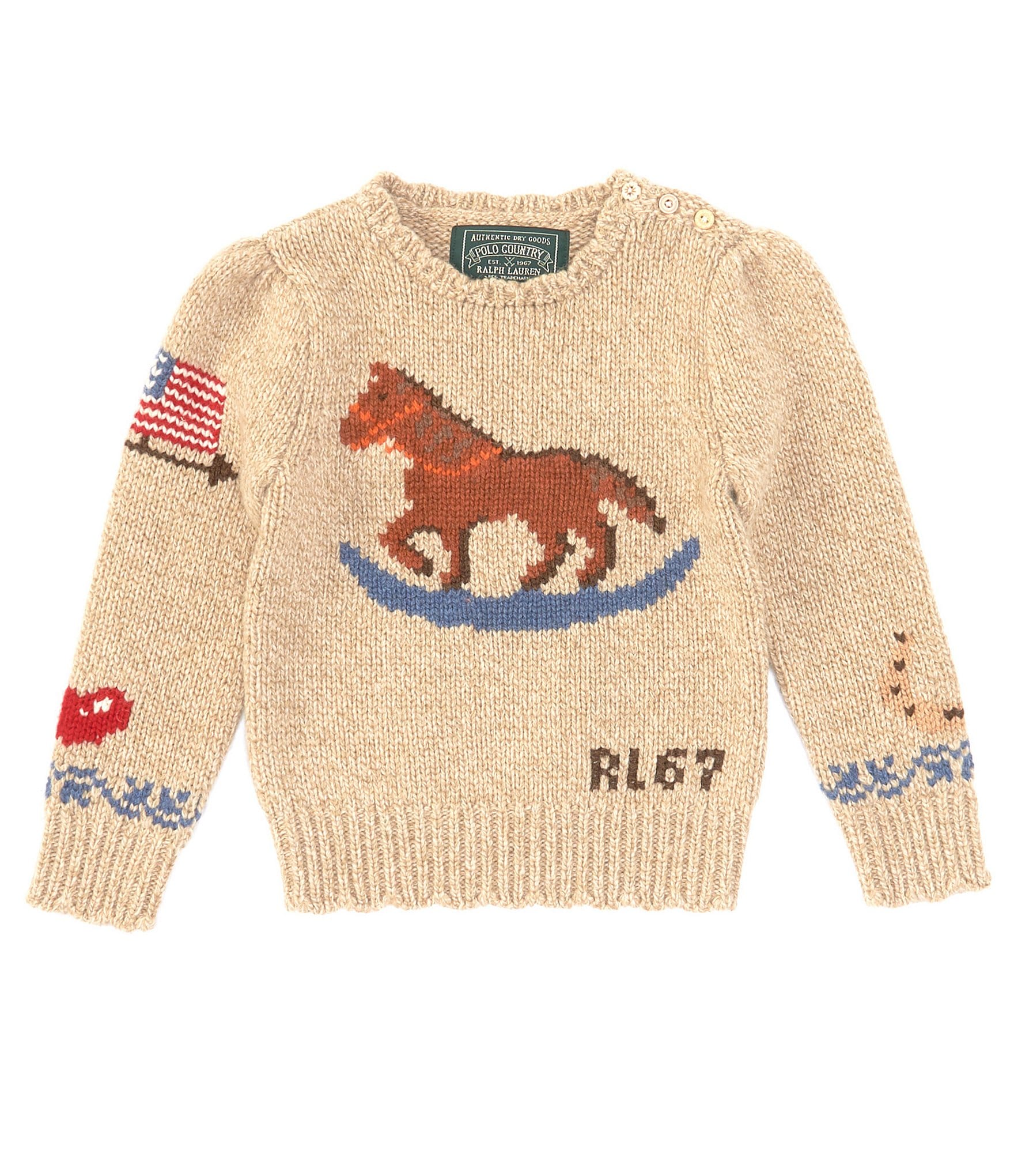 Polo Ralph Lauren Little Girls 2T-6X Rocking Horse Wool-Blend Sweater |  Dillard's