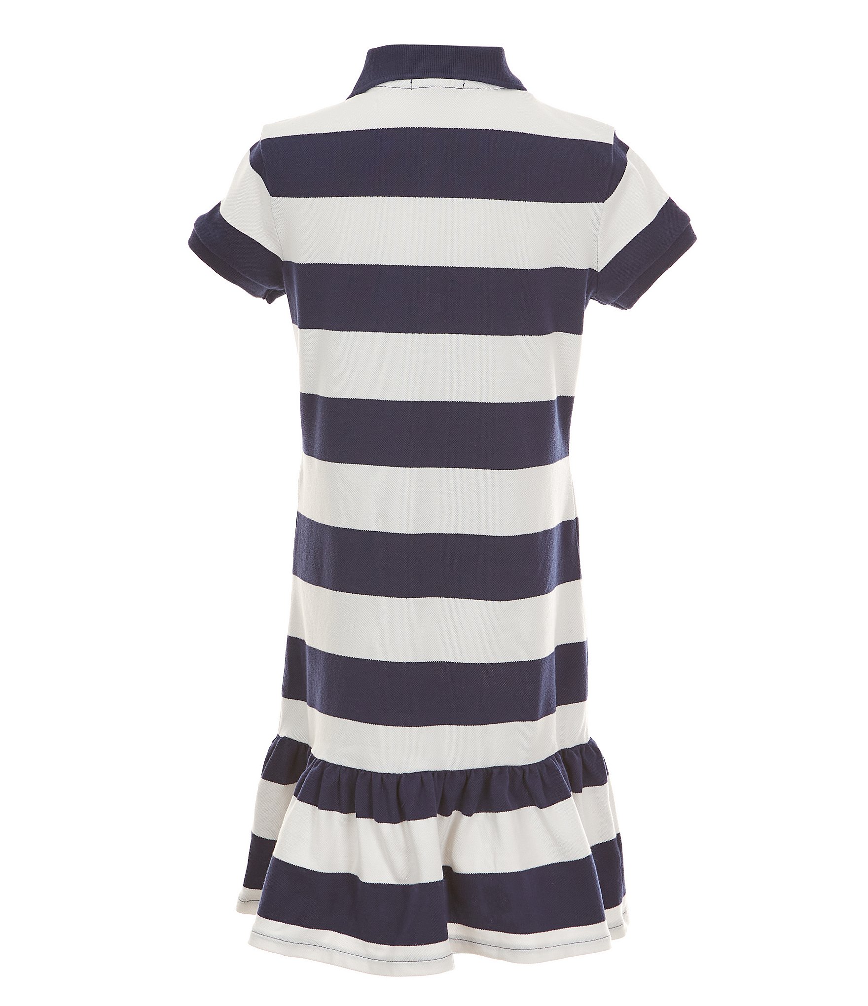 Polo Ralph Lauren Little Girls 2T-6X Short-Sleeve Striped Stretch Mesh Drop-Waist Dress