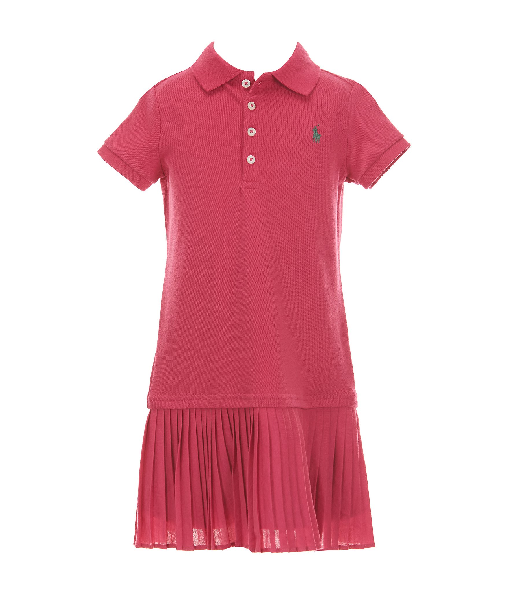 Polo Ralph Lauren Little Girls Short-Sleeve Pleated Stretch Mesh Polo Dress