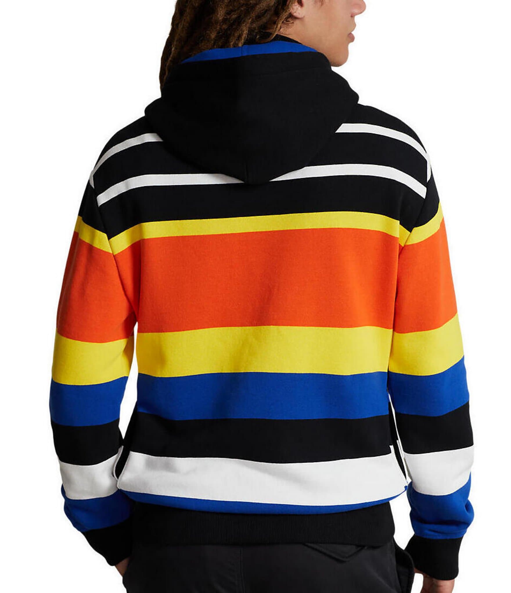 Polo Ralph Lauren Logo Striped Long Sleeve Fleece Hoodie