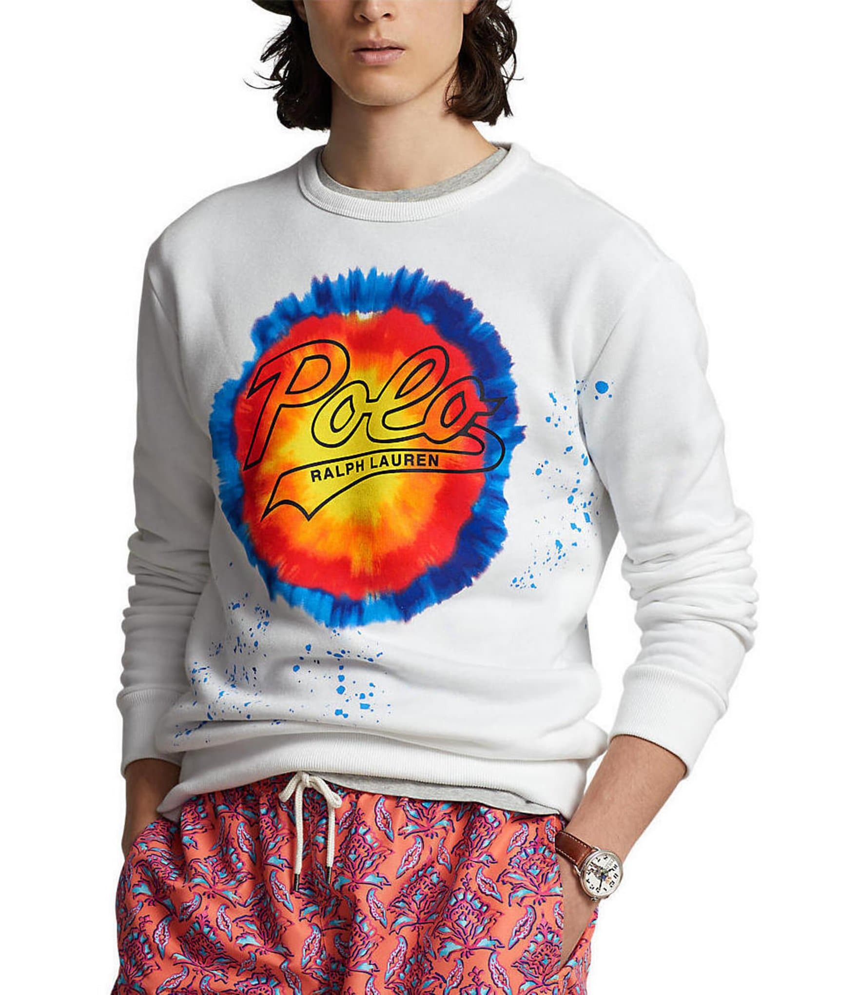 Polo Ralph Lauren Logo Tie-Dye-Print Fleece Sweatshirt | Dillard's