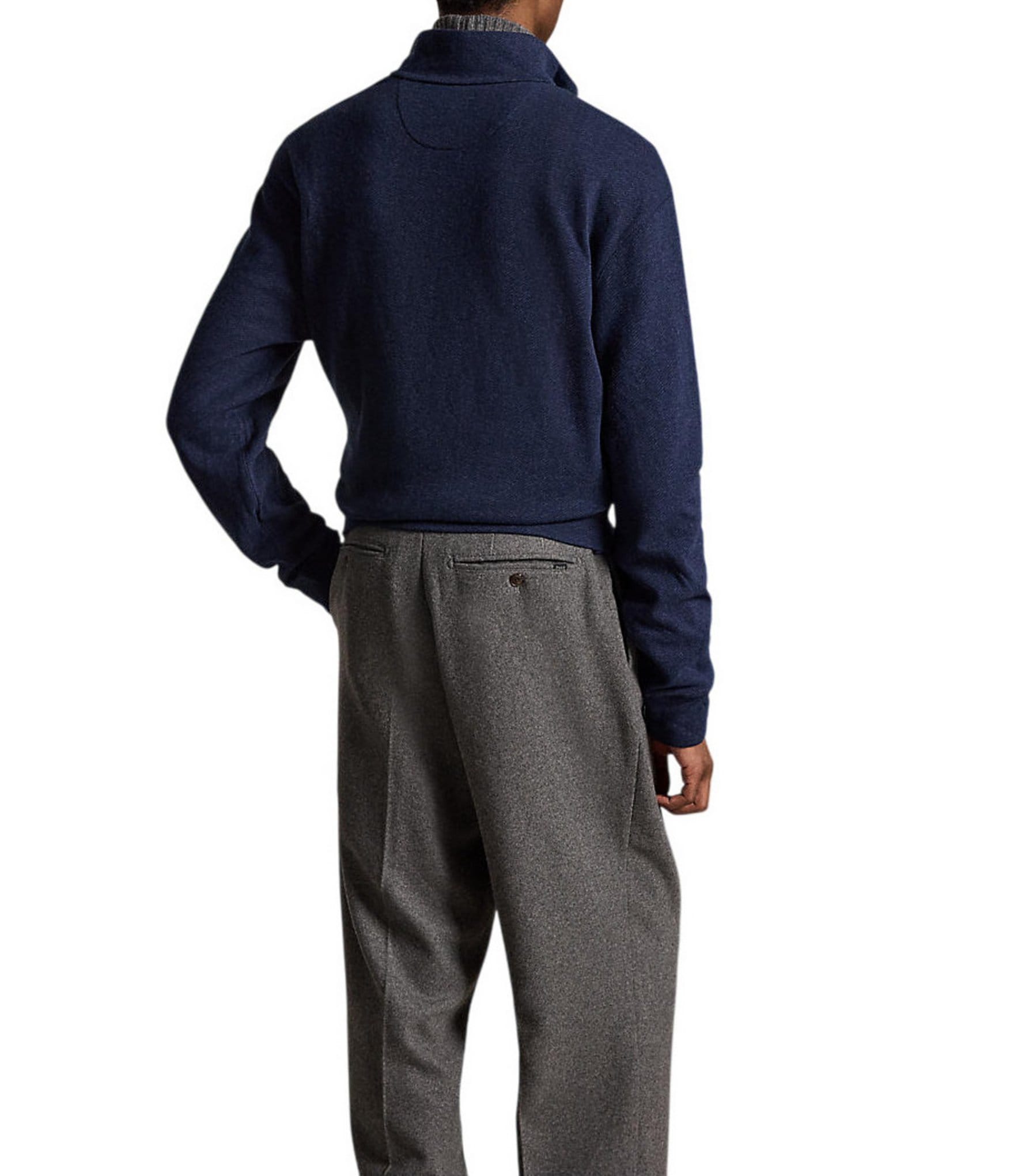 Polo Ralph Lauren Luxury Herringbone Printed Quarter-Zip Jersey Pullover
