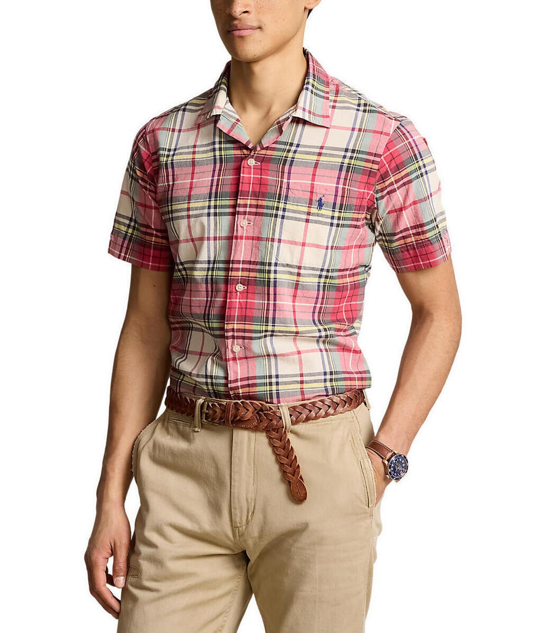 Polo Ralph Lauren Plaid Classic Fit Madras Short Sleeve Woven Camp Shirt