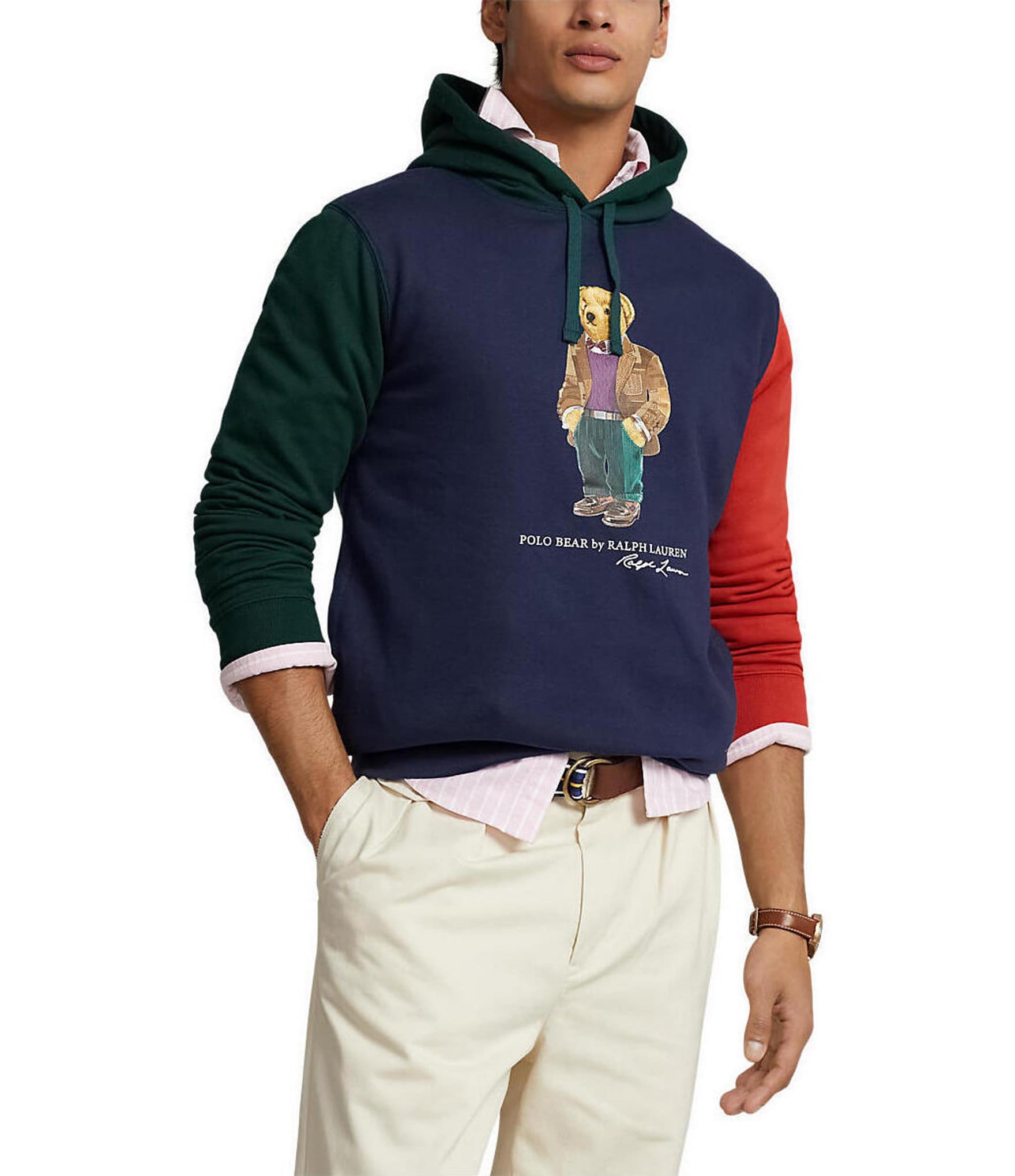 Ralph Lauren Polo Bear Color Block 1/4 Snap Fleece Pullover Mens