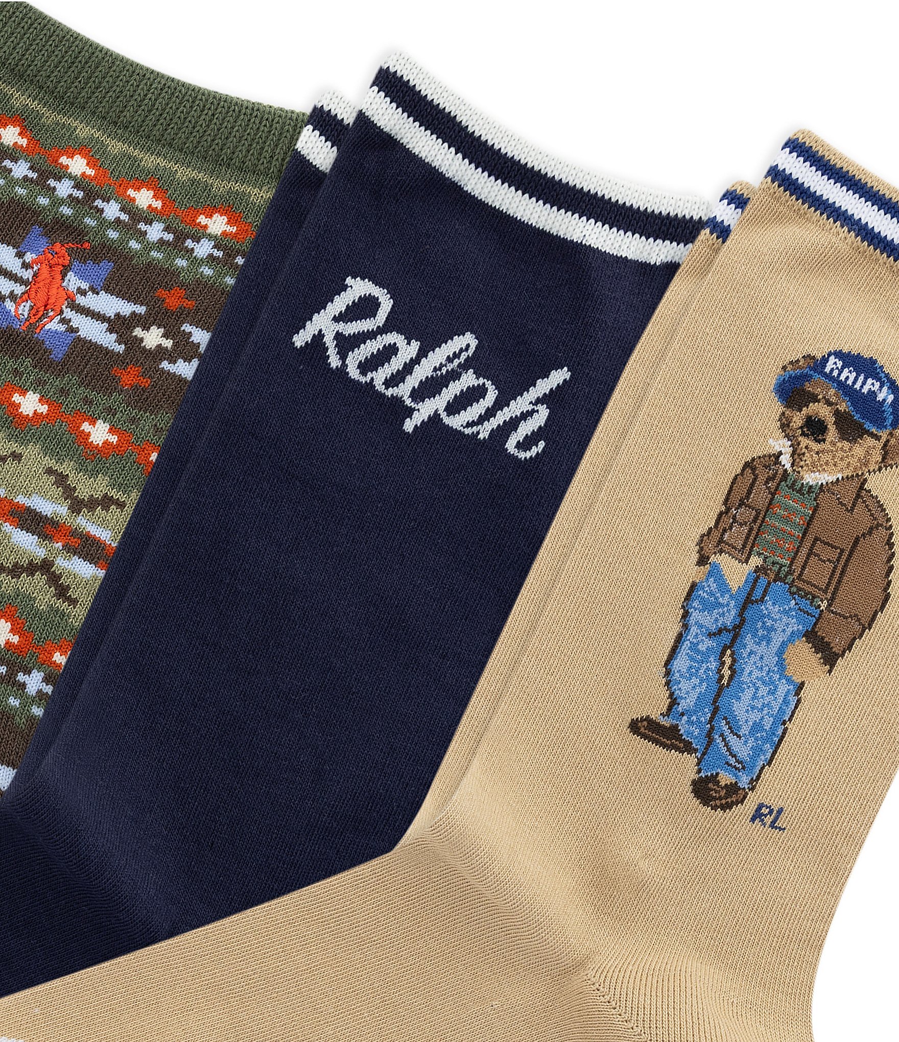 Polo Ralph Lauren Pre Fall Bear Crew Socks, 3 Pack