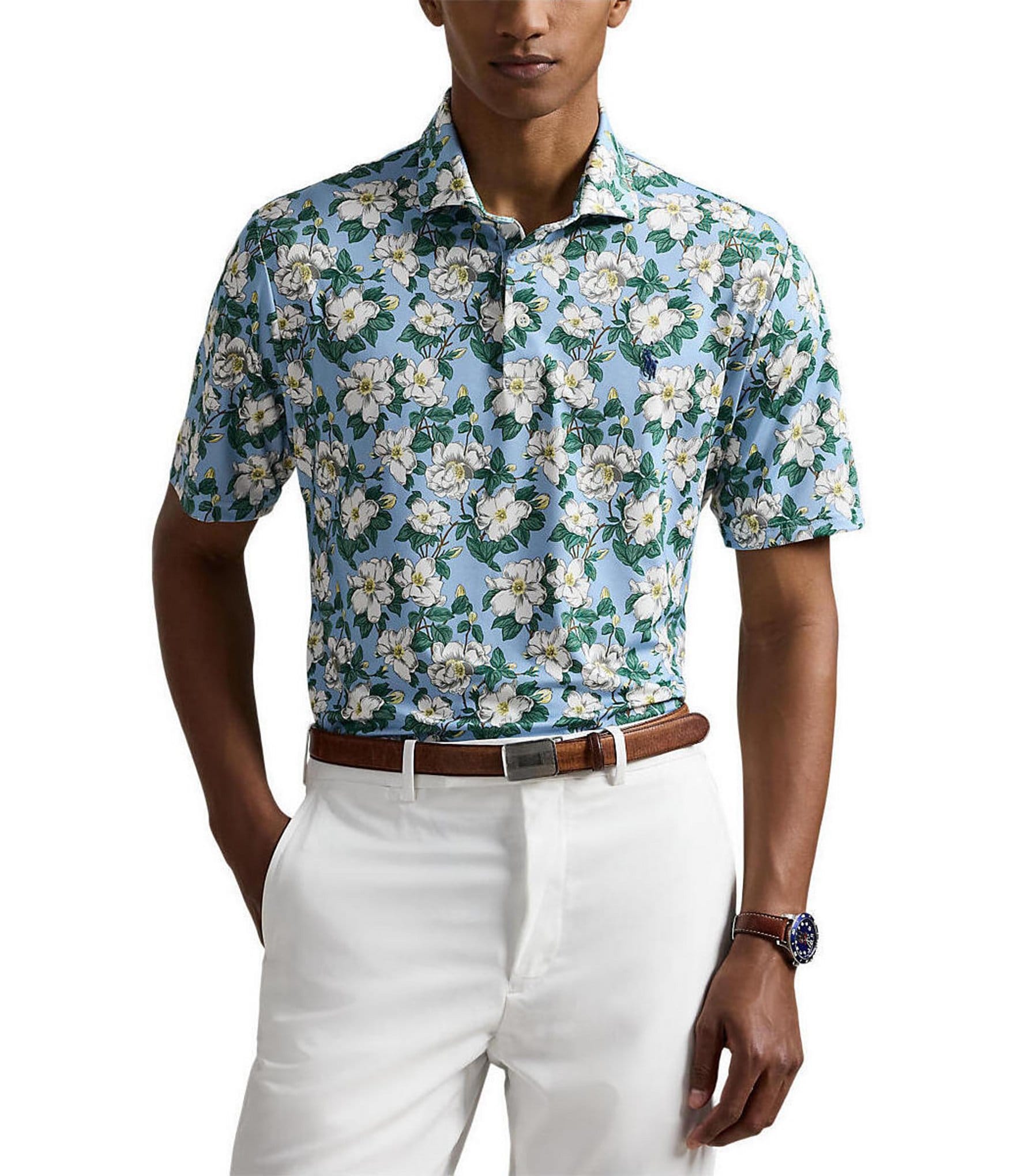 Polo Ralph Lauren RLX Classic Fit Floral Print Performance Stretch Short Sleeve Polo Shirt