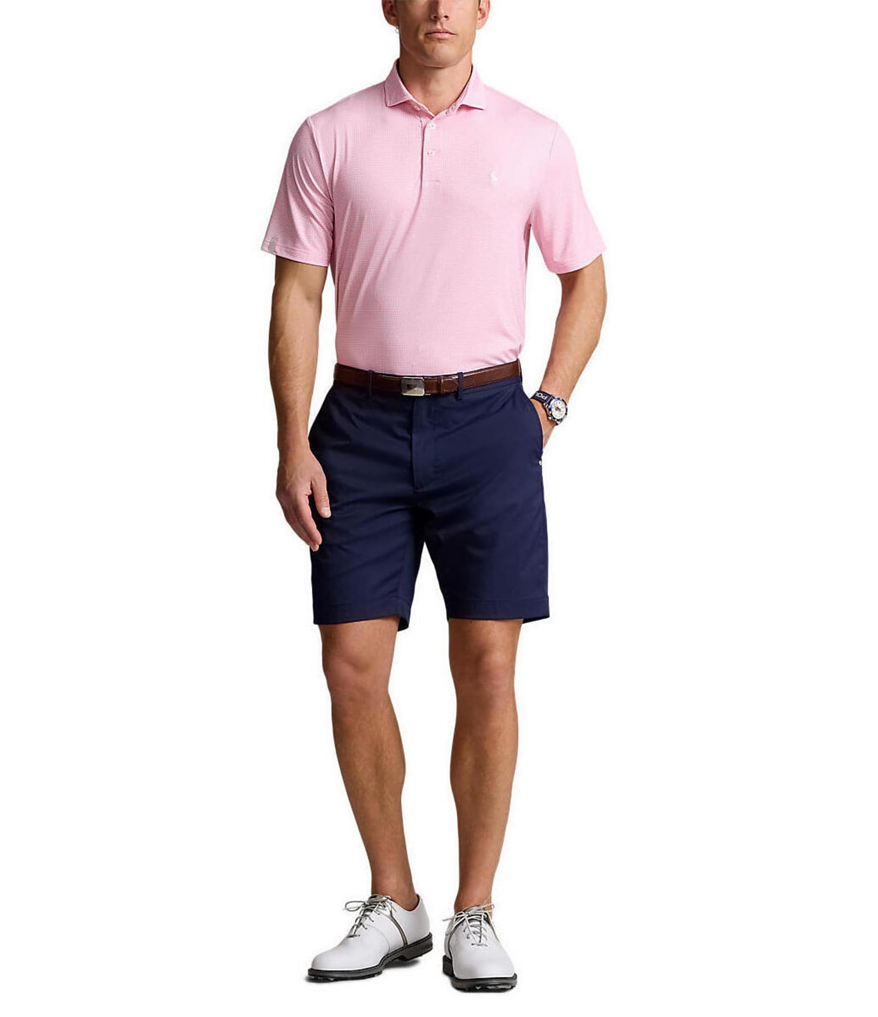 Polo Ralph Lauren RLX Golf Classic Fit Performance Stretch Houndstooth Short Sleeve Polo Shirt