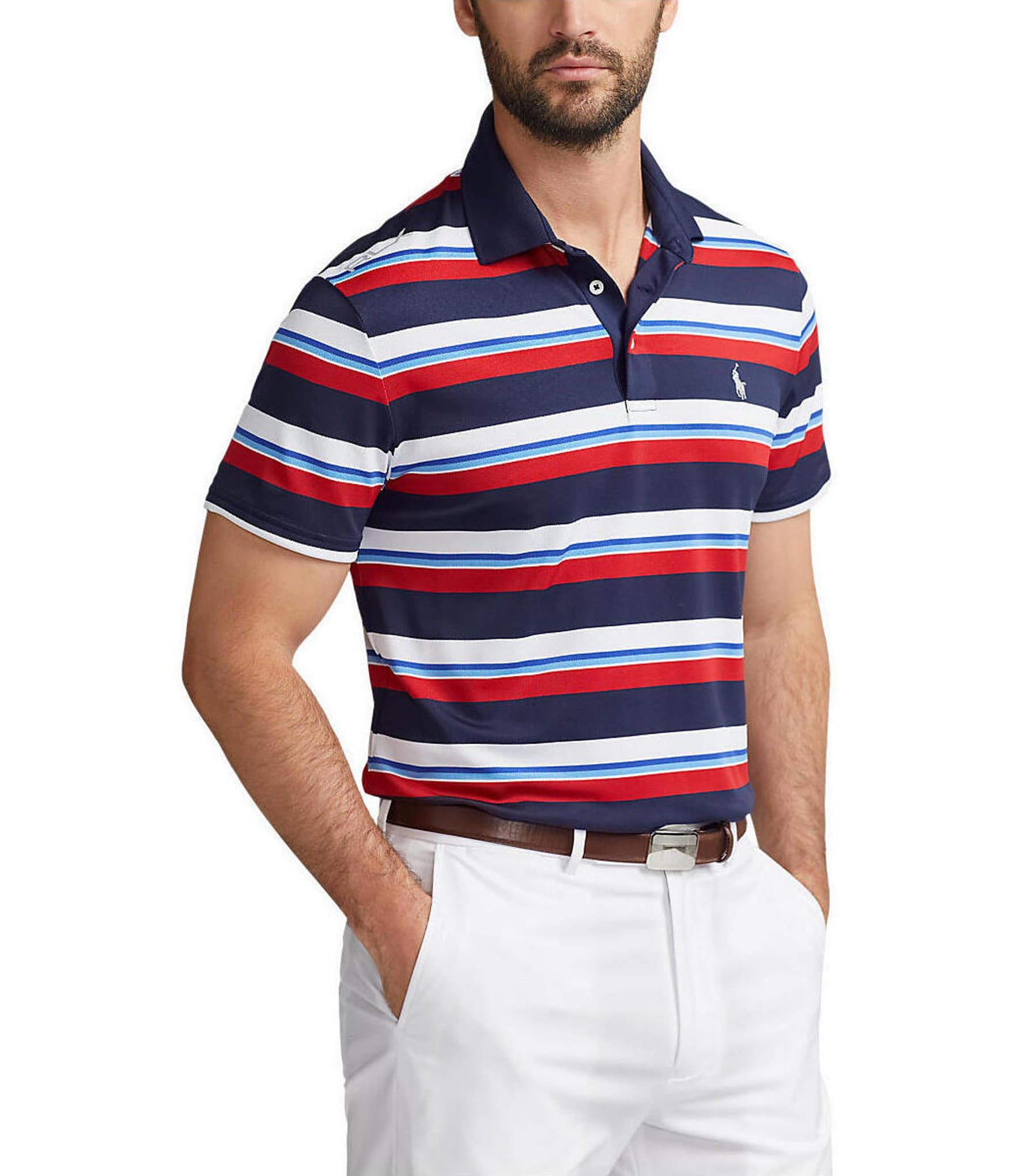 Polo Ralph Lauren Rlx Golf Stripe Pique Stretch Short Sleeve Polo Shirt