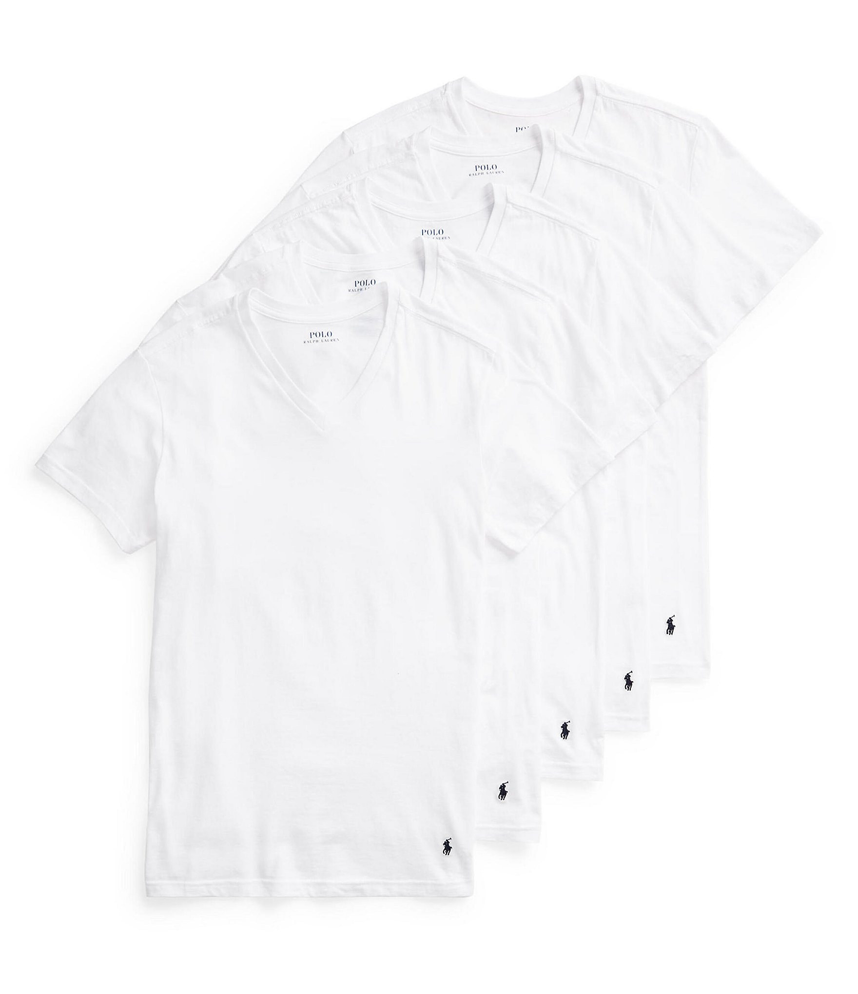 Polo Ralph Lauren White & Navy Striped Cotton V-Neck T-Shirt XL Polo Ralph  Lauren