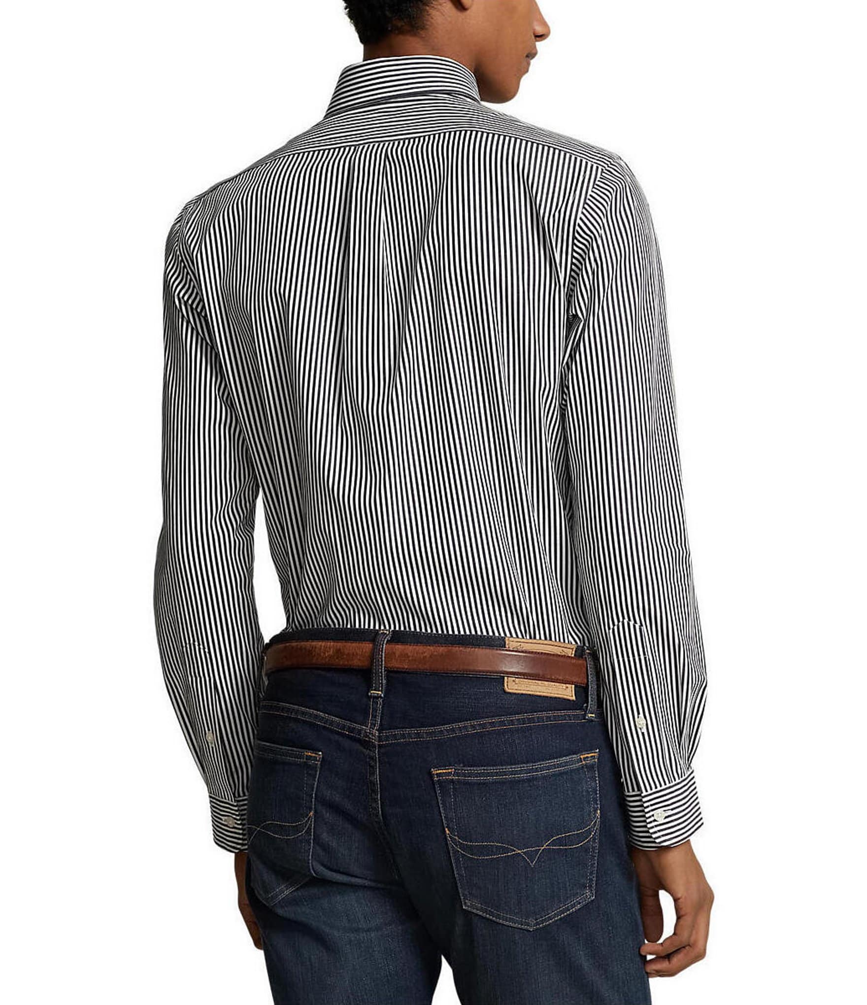 Polo Ralph Lauren Slim Fit Striped Stretch Poplin Long Sleeve Woven Shirt