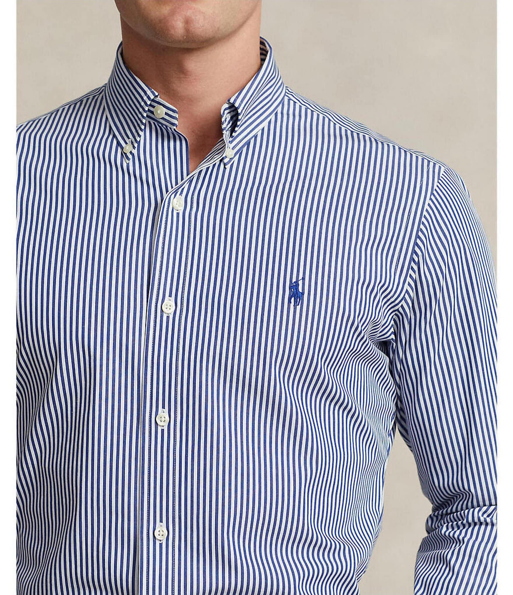 Polo Ralph Lauren Slim Fit Striped Stretch Poplin Long Sleeve Woven Shirt