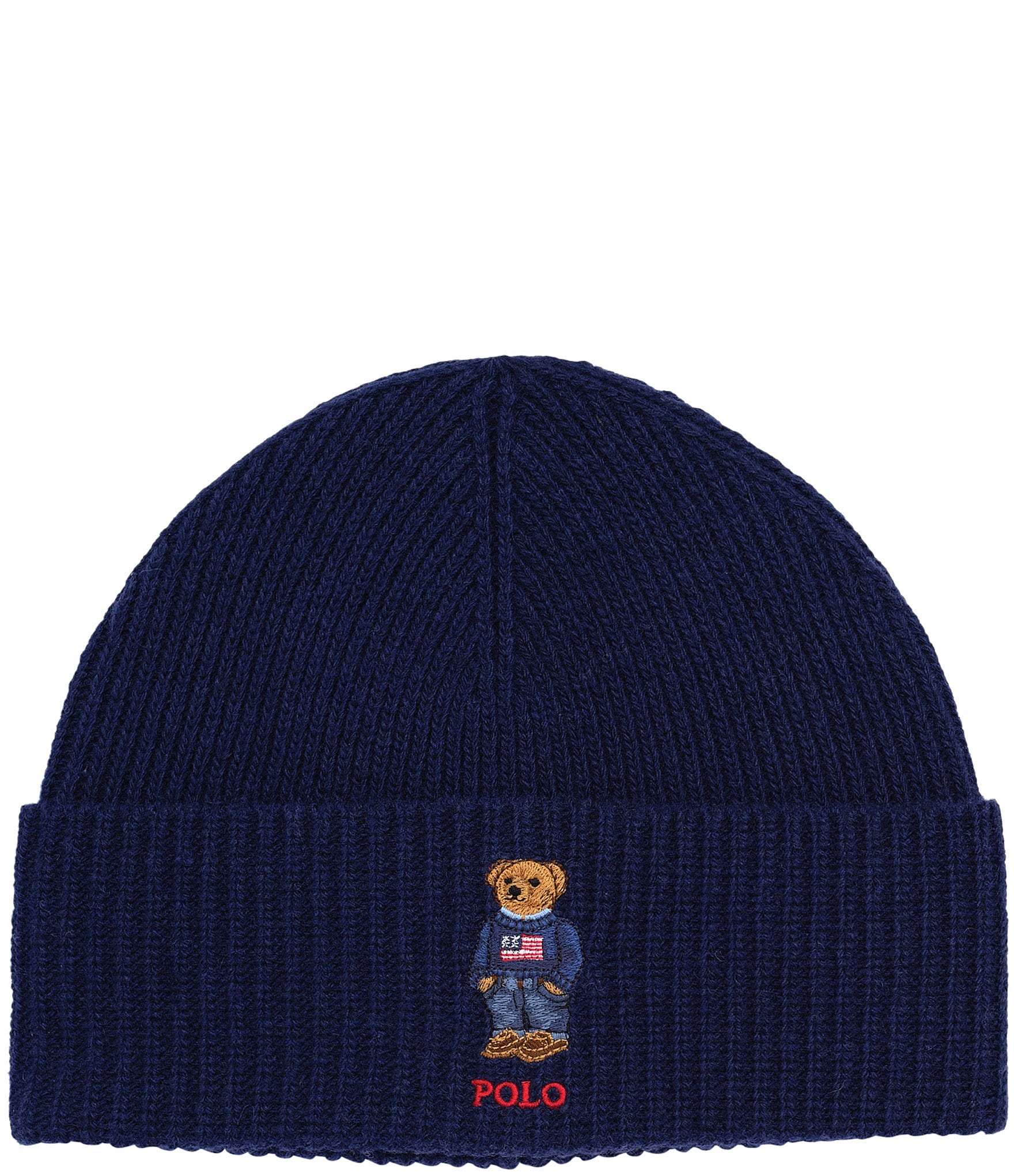 Polo Ralph Lauren Solid Flag Bear Wool-Rich Beanie