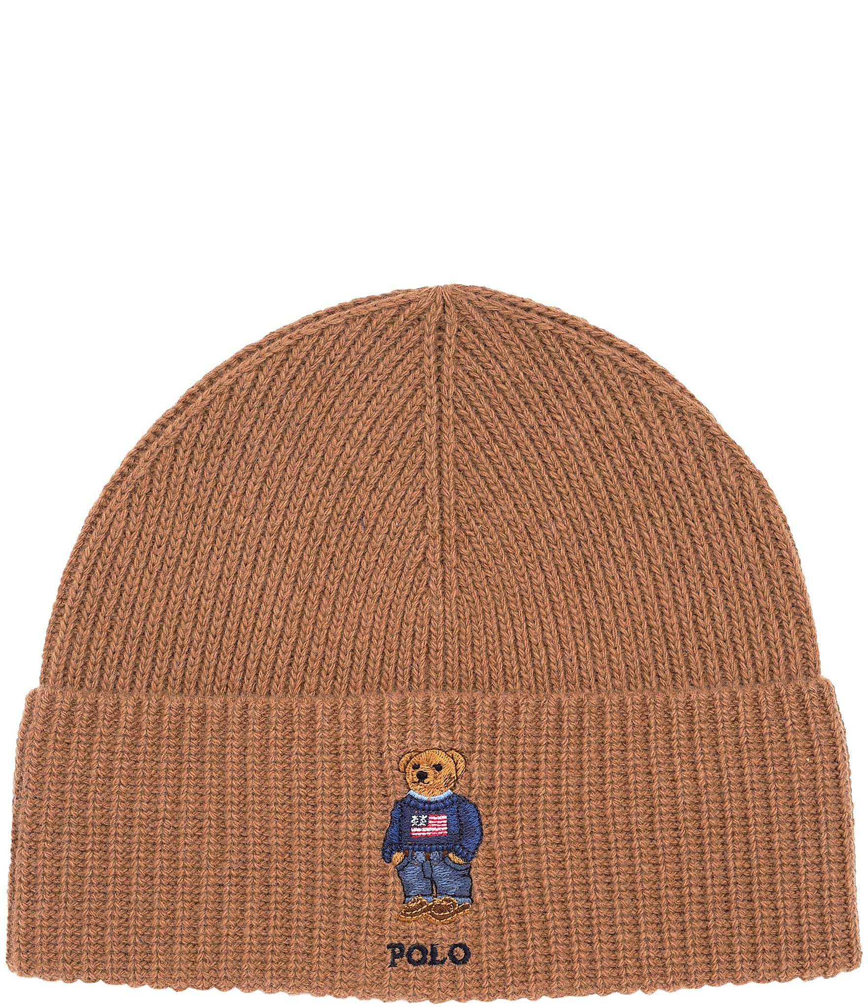 Polo Ralph Lauren Solid Flag Bear Wool-Rich Beanie