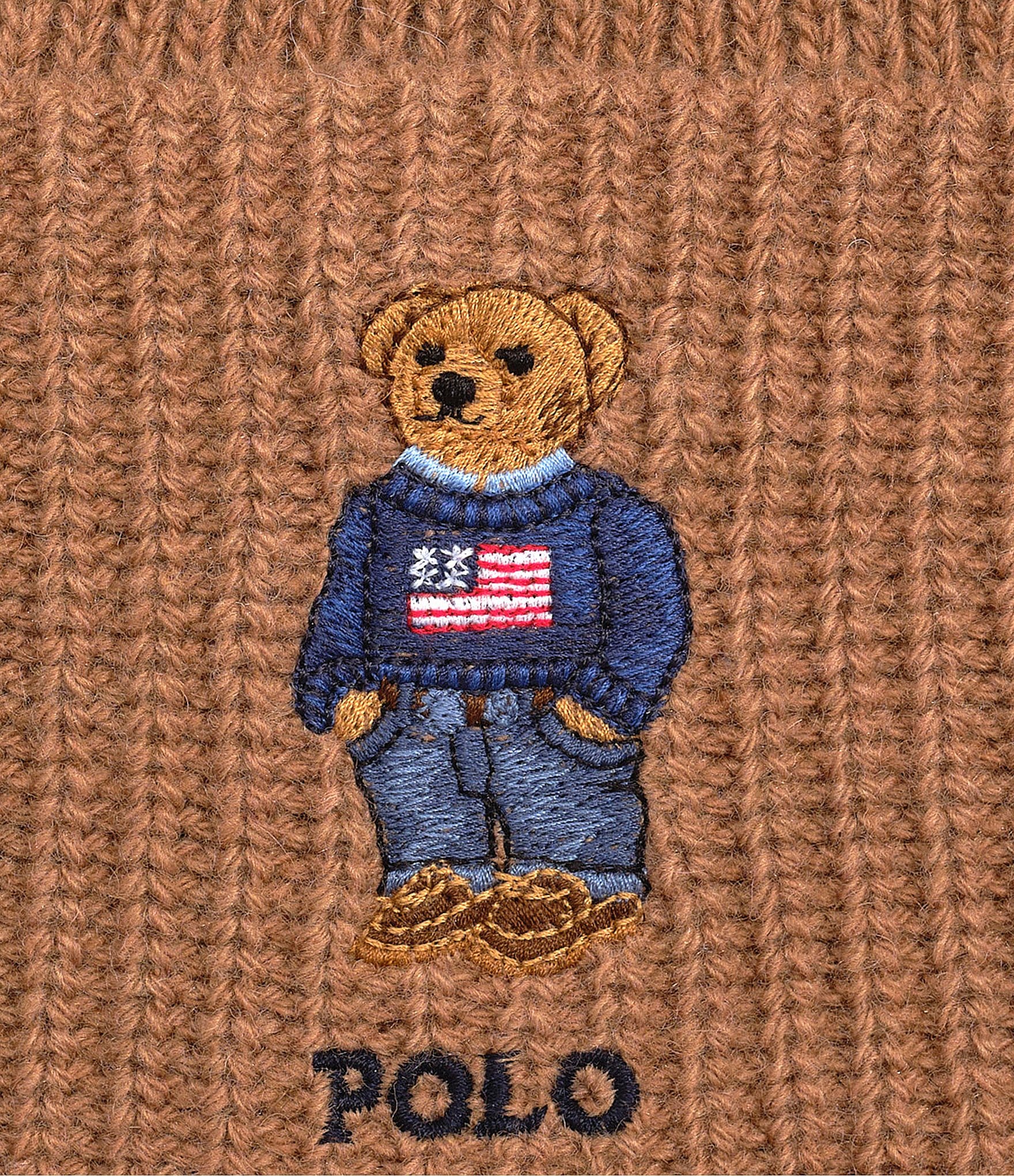 Polo Ralph Lauren Solid Flag Bear Wool-Rich Beanie
