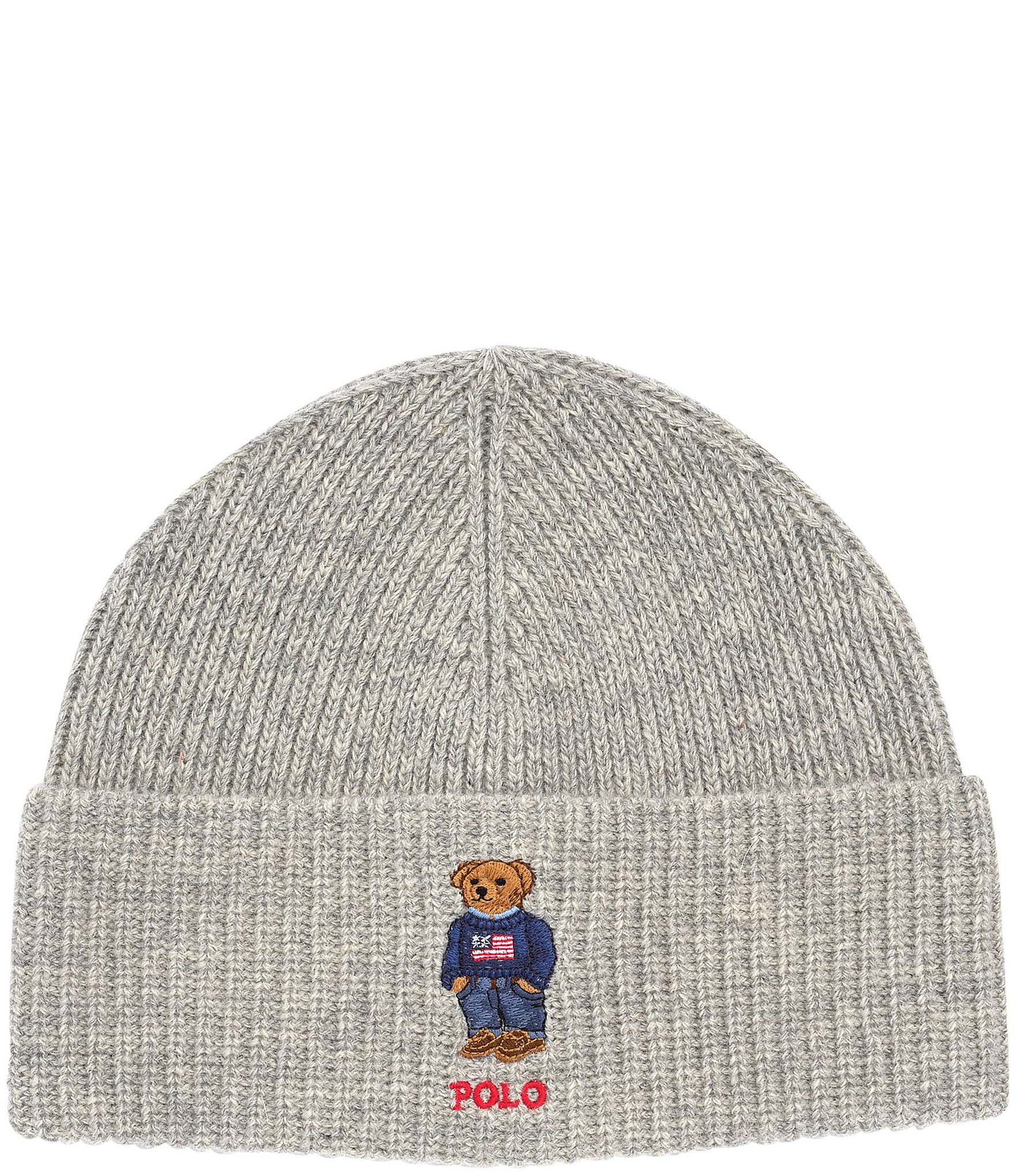 Polo Ralph Lauren Solid Flag Bear Wool-Rich Beanie