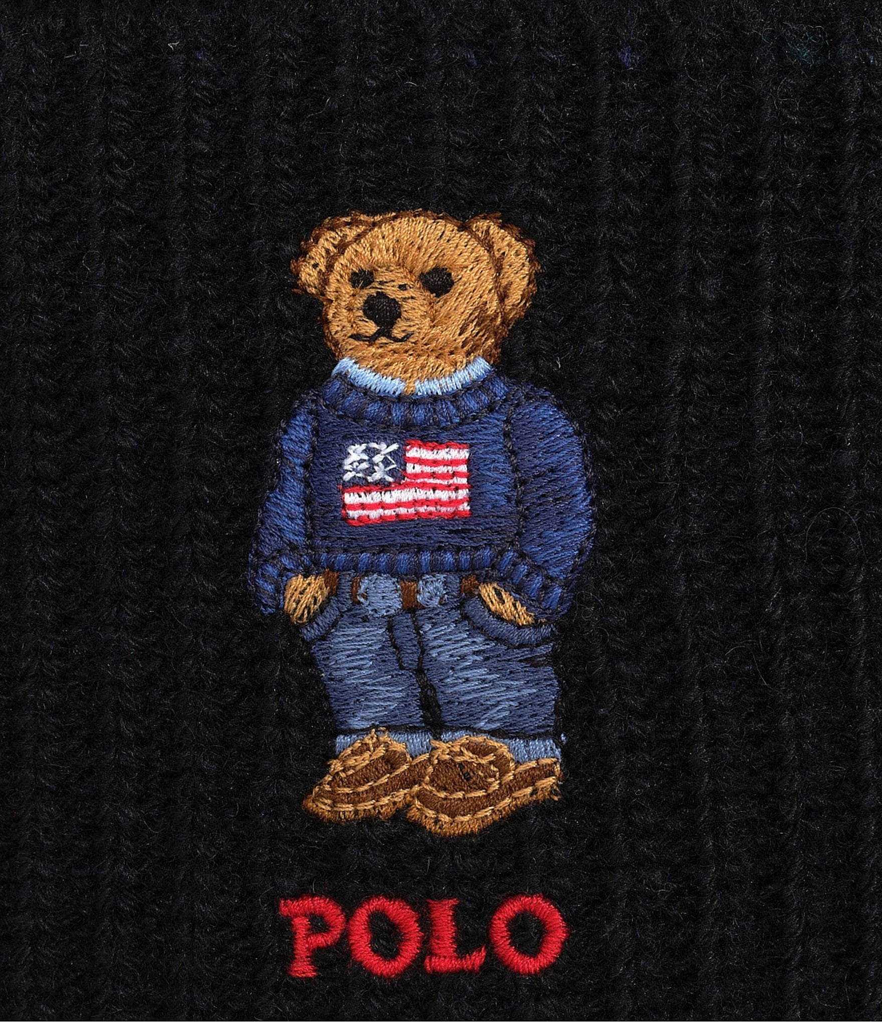 Polo Ralph Lauren Solid Flag Bear Wool-Rich Beanie