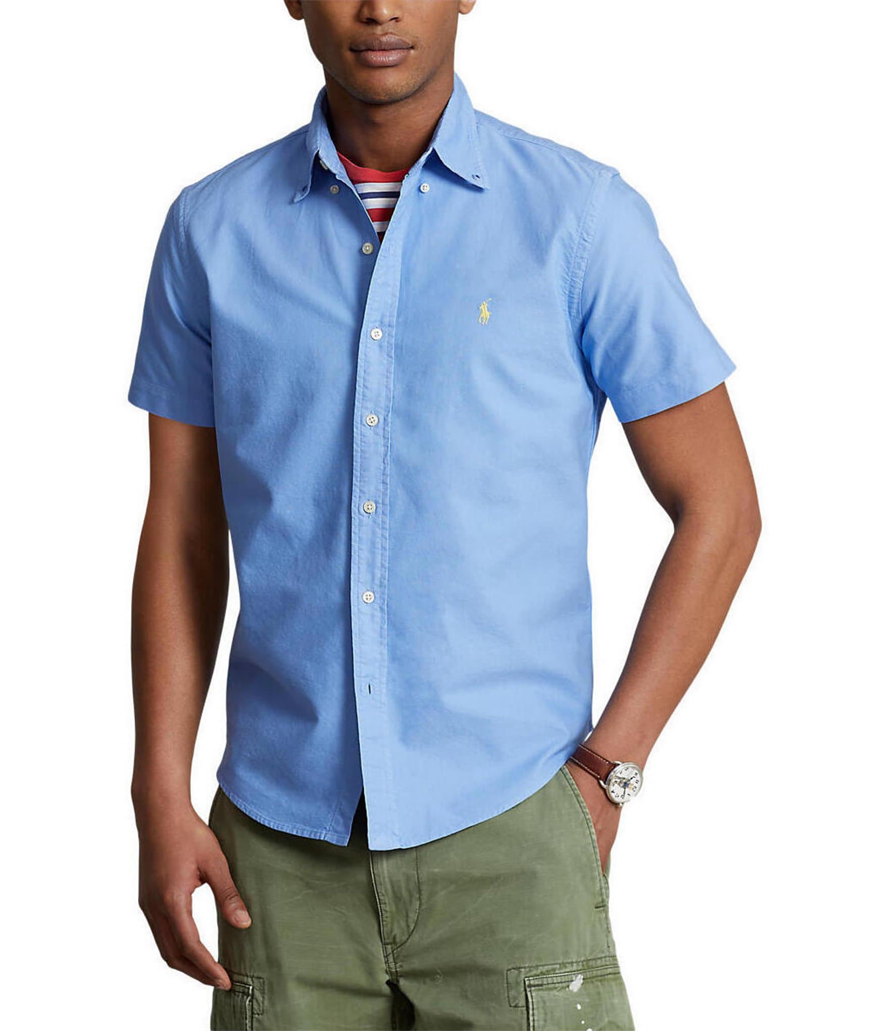 Polo Ralph Lauren Solid Garment-Dye Oxford Short Sleeve Woven Shirt