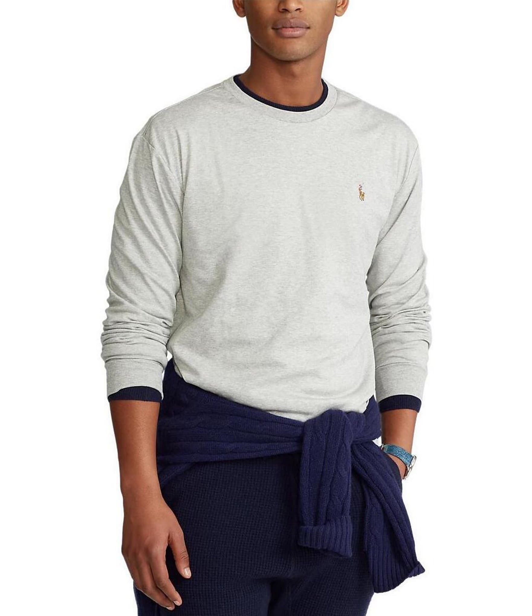  POLO RALPH LAUREN Mens Classic Fit 3 Button Interlock Polo  Shirt (Medium, Light Gray Heather) : Clothing, Shoes & Jewelry