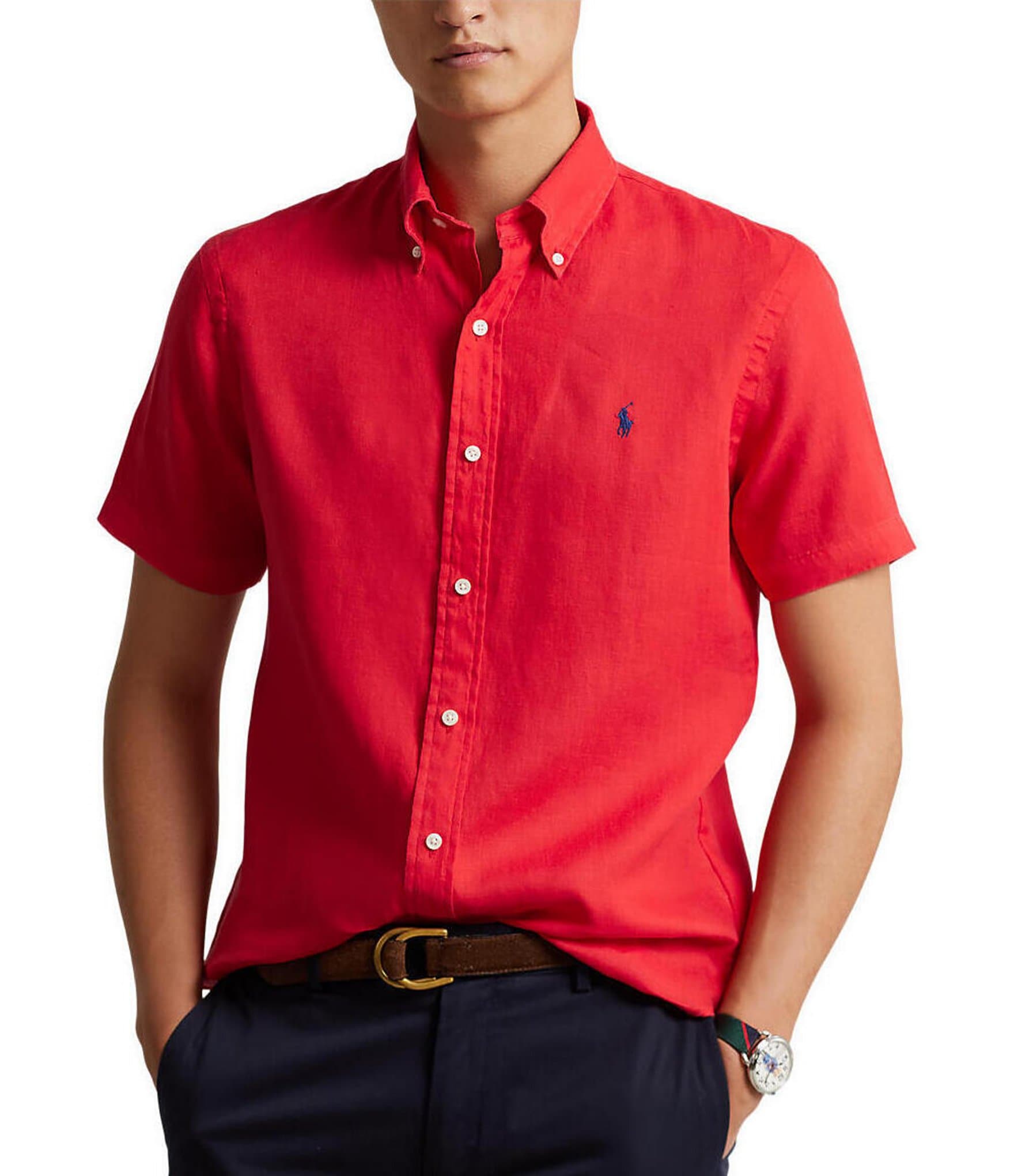 Polo Ralph Lauren Solid Linen Short-Sleeve Woven Shirt | Dillard's