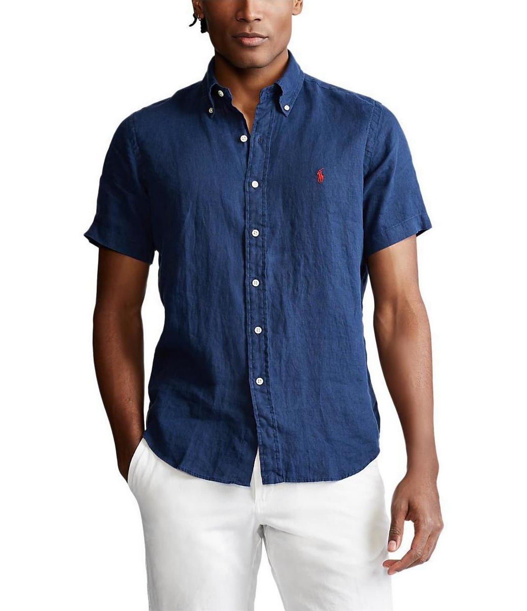 Polo Ralph Lauren Solid Linen Short Sleeve Woven Shirt