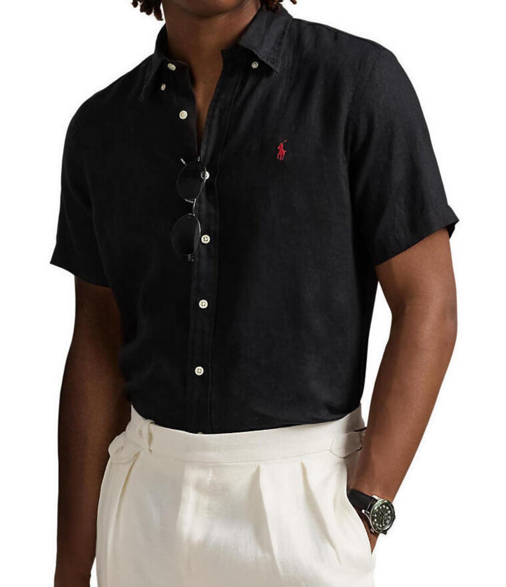 Polo Ralph Lauren Solid Linen Short Sleeve Woven Shirt