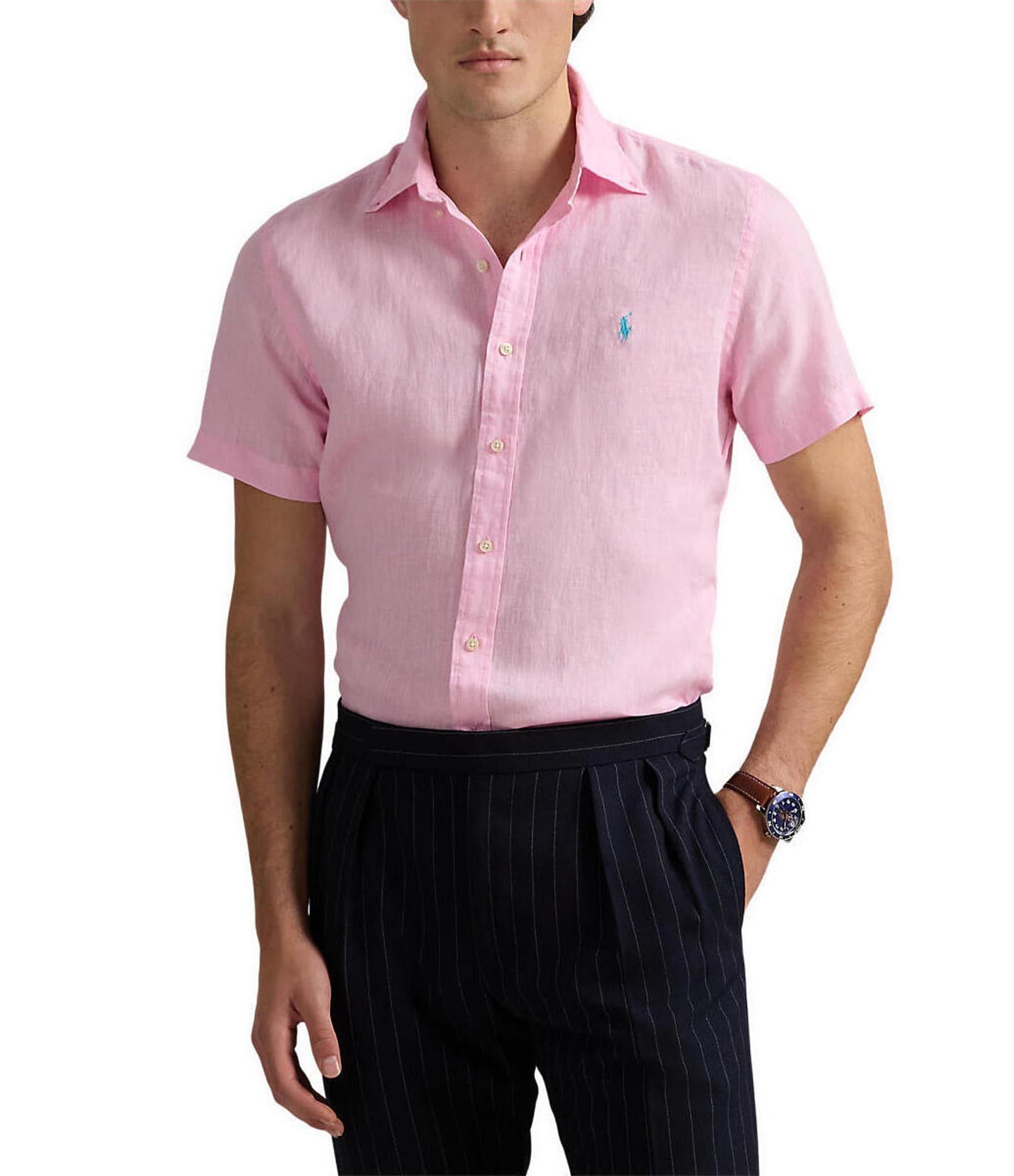 Polo Ralph Lauren Solid Linen Short Sleeve Woven Shirt