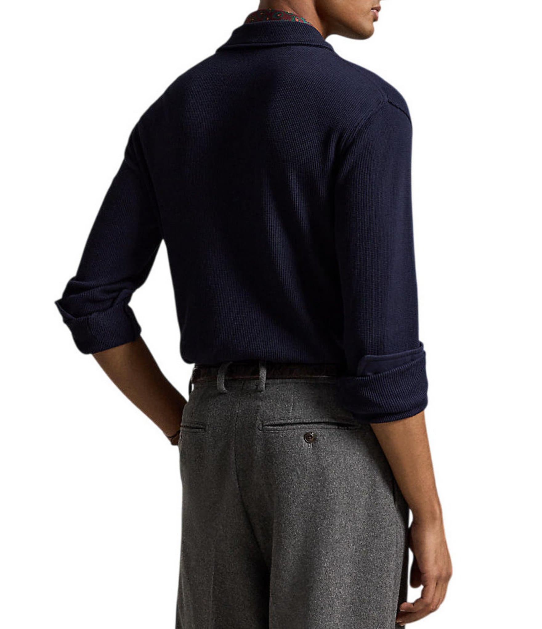 Polo Ralph Lauren Standard Fit Waffle-Knit Long Sleeve Polo Shirt