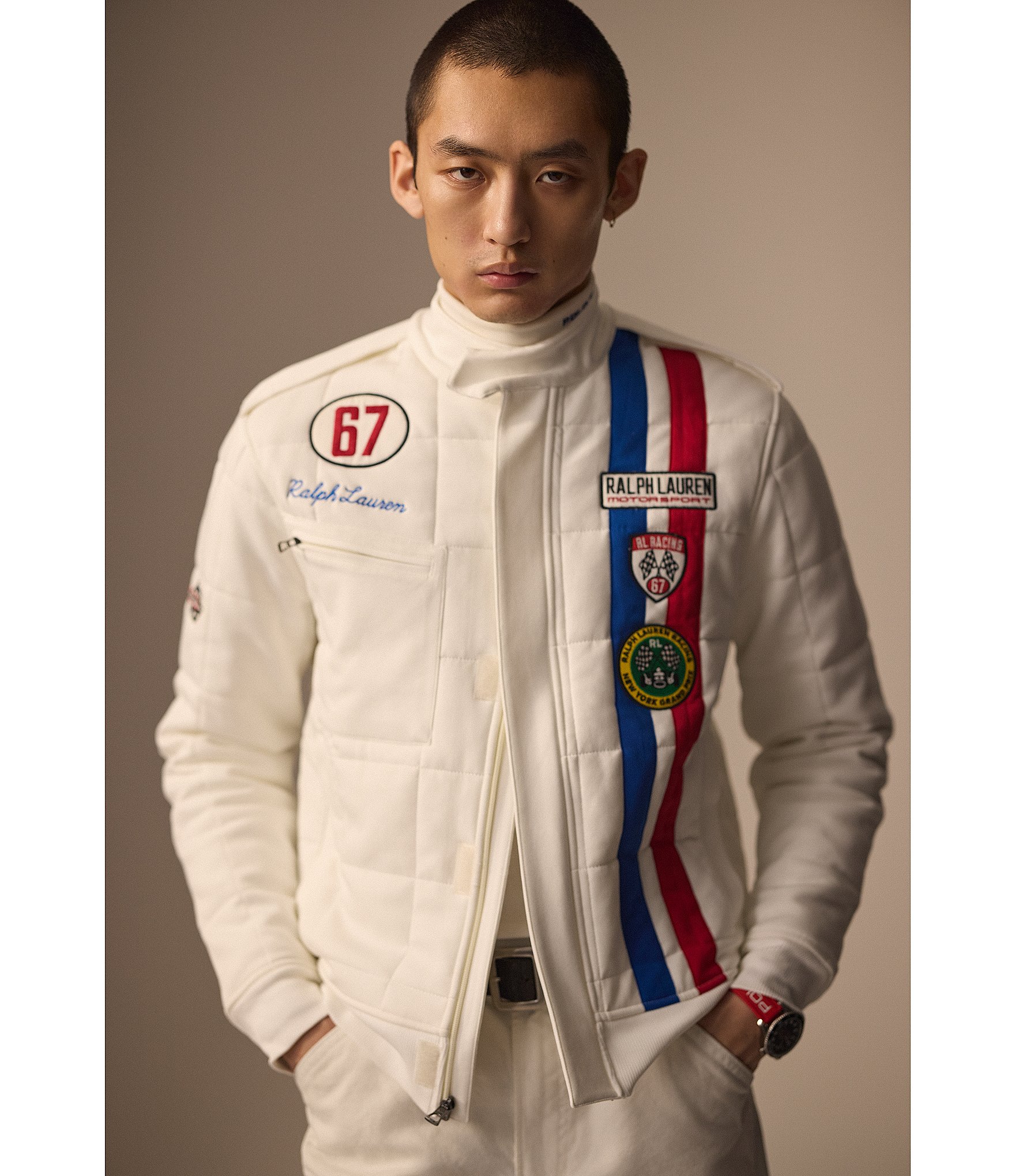 Polo Ralph Lauren Stretch Double-Knit Racing Track Jacket