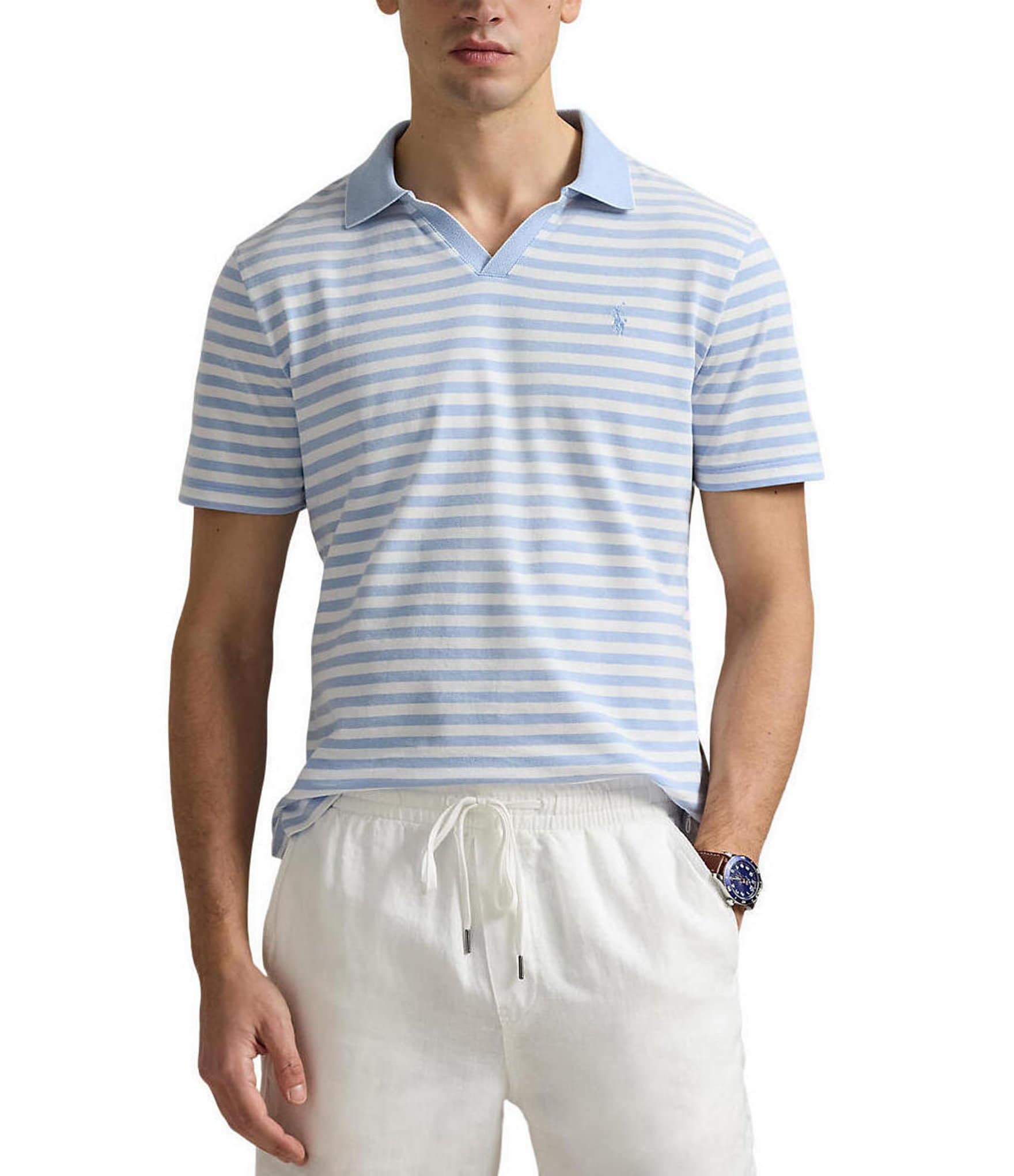 Polo Ralph Lauren Stripe Featherweight Mesh Short Sleeve Polo Shirt