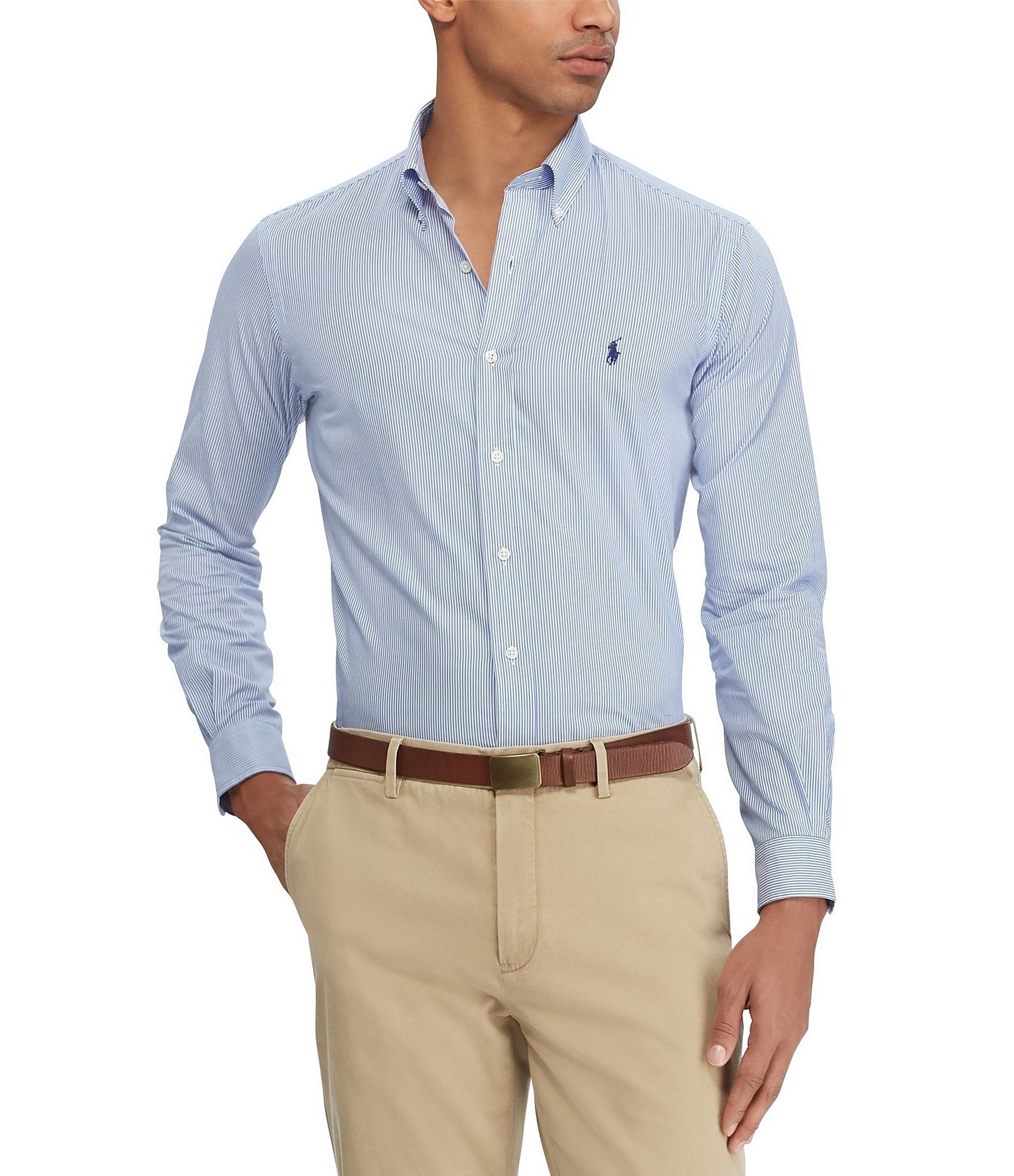 Polo Ralph Lauren Stripe Stretch Poplin Long-Sleeve Woven Shirt | Dillard's