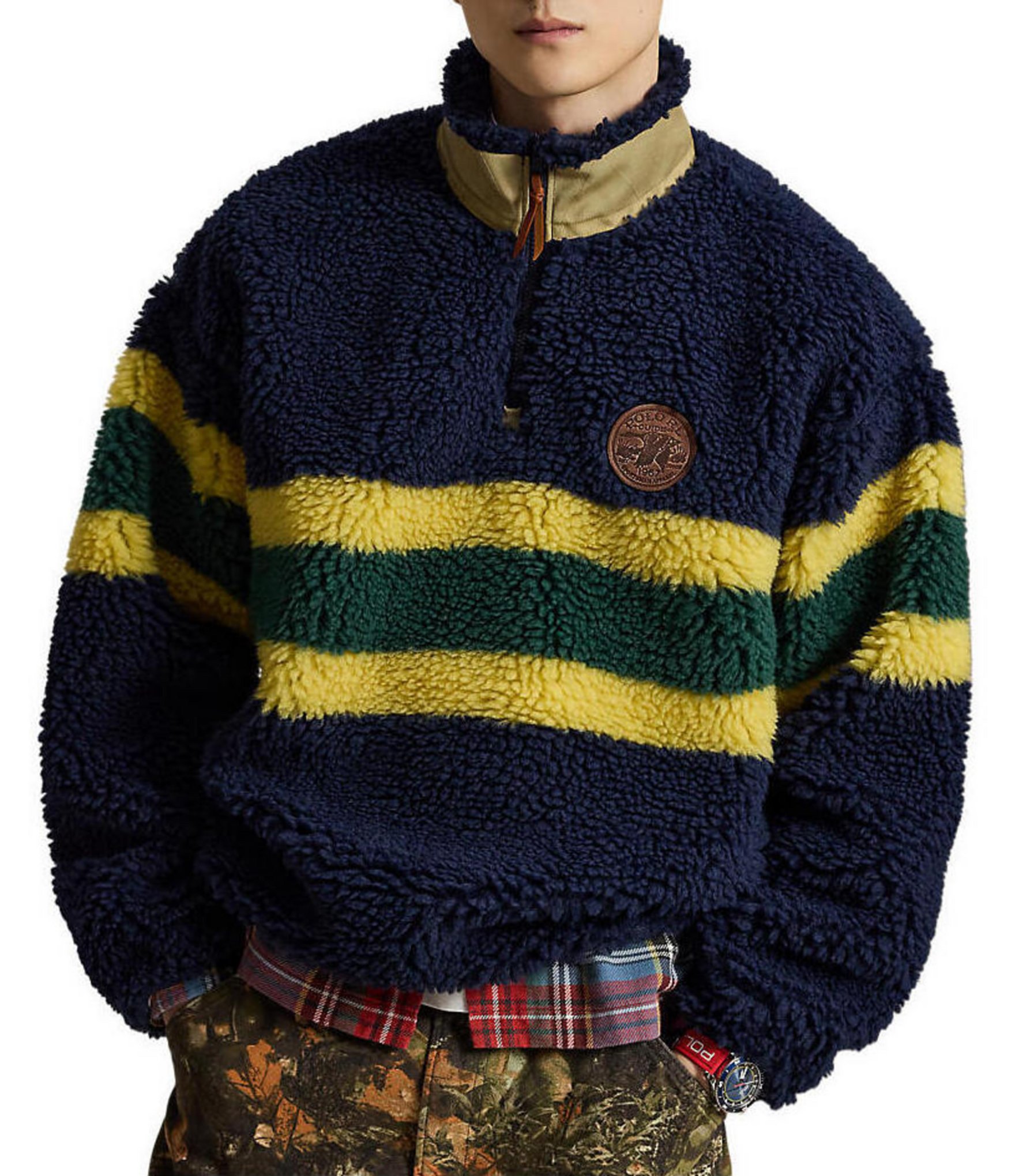 Polo Ralph Lauren Striped Pile Fleece Quarter Zip Pullover