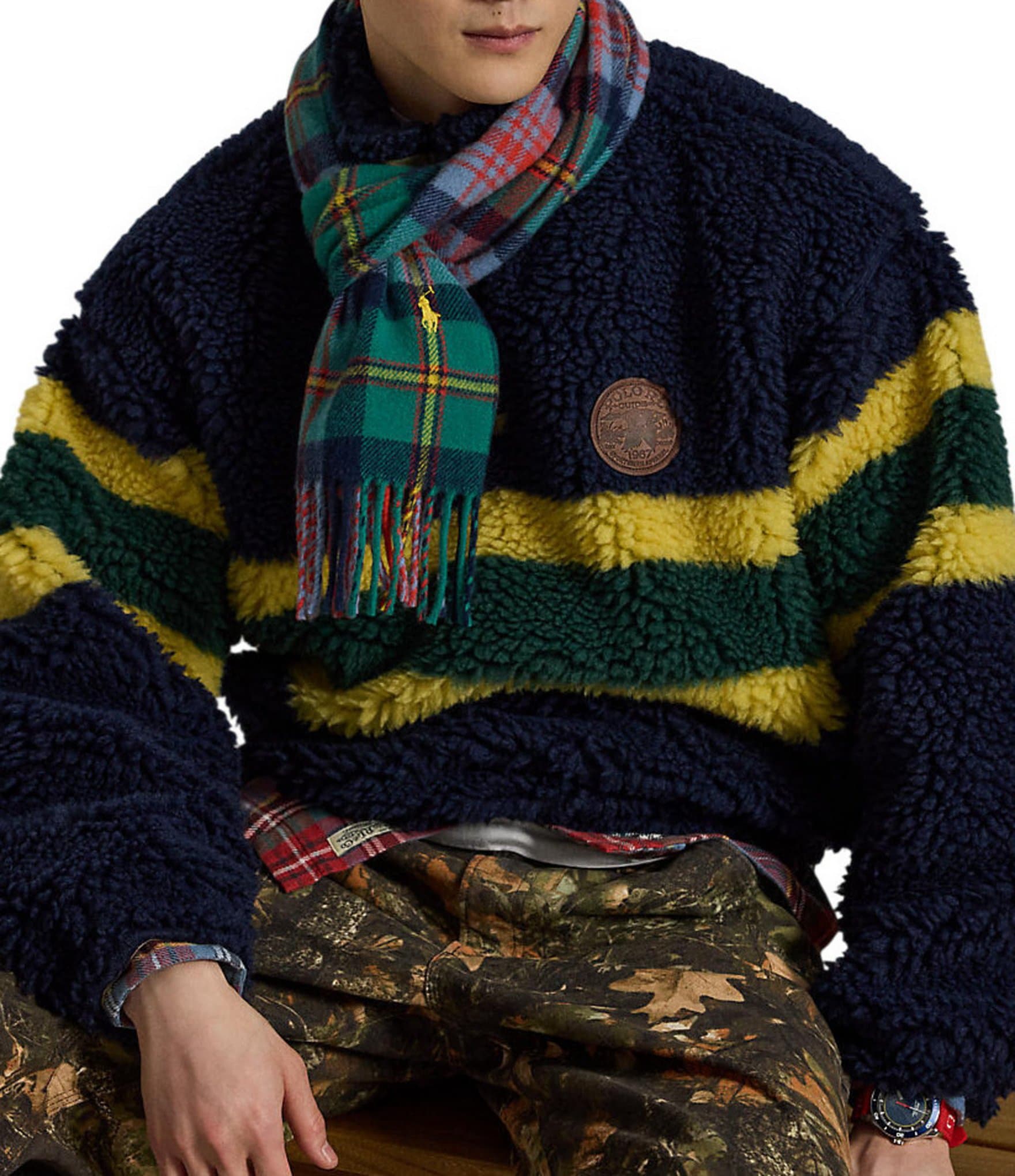 Polo Ralph Lauren Striped Pile Fleece Quarter Zip Pullover
