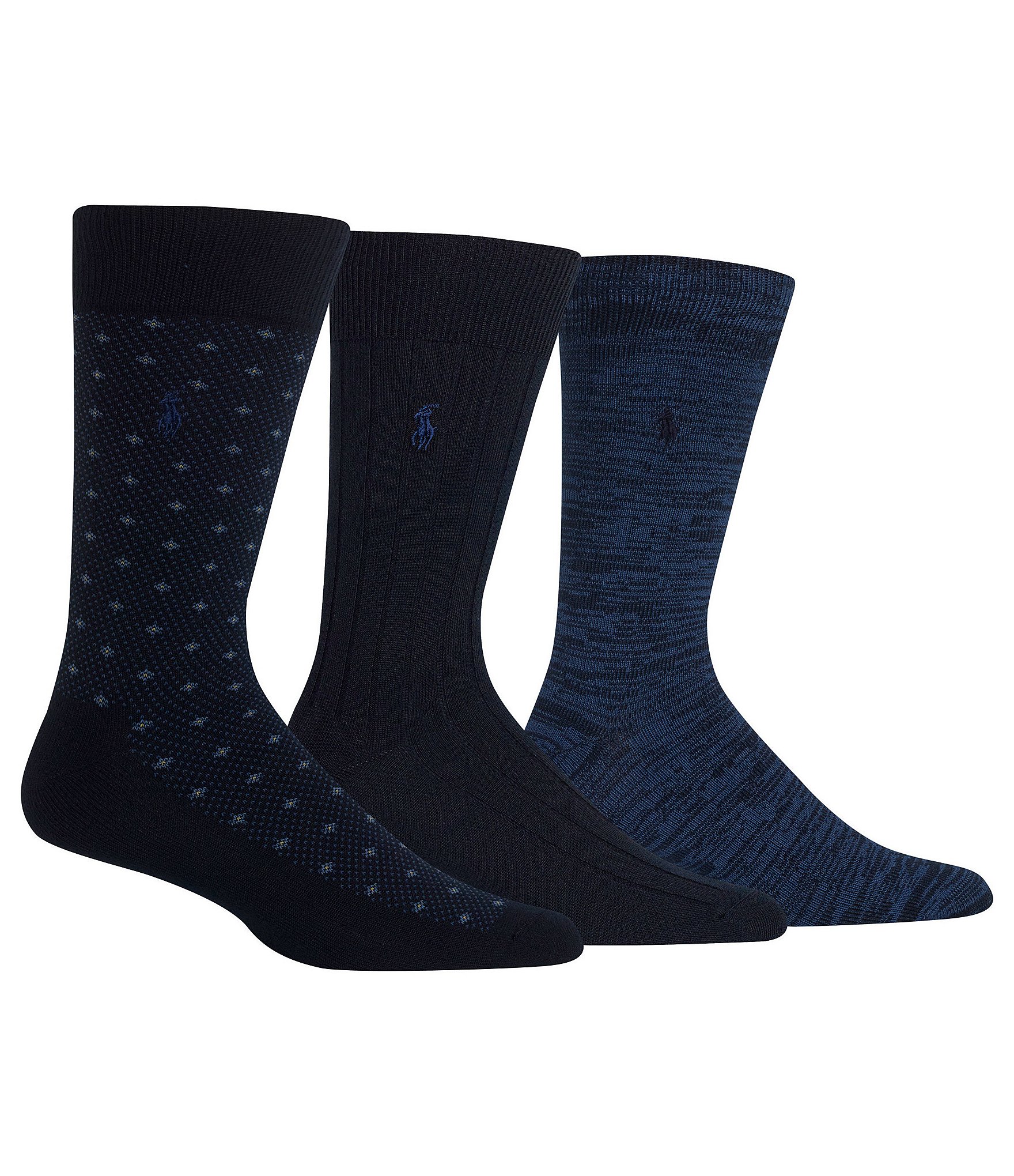 Polo Ralph Lauren Super Soft Diamond Dot Crew Dress Socks 3-Pack