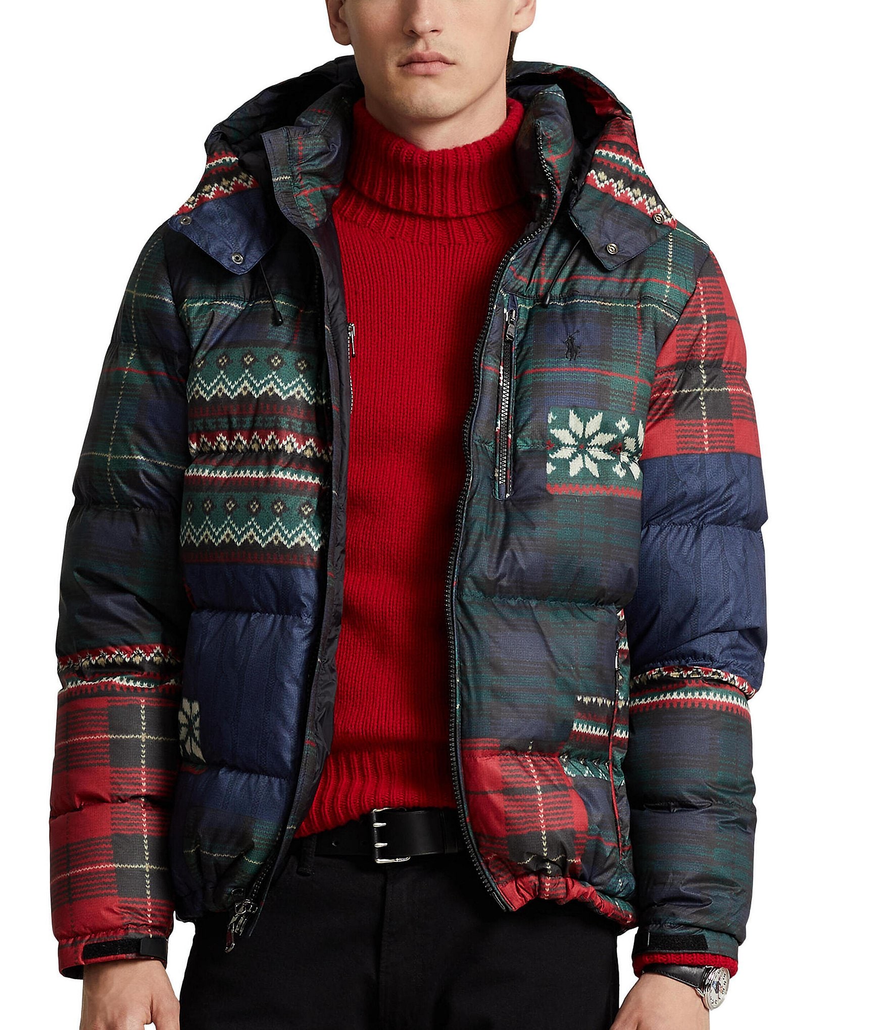 Polo Ralph Lauren Water Repellent Patchwork Plaid Printed Down Jacket ...