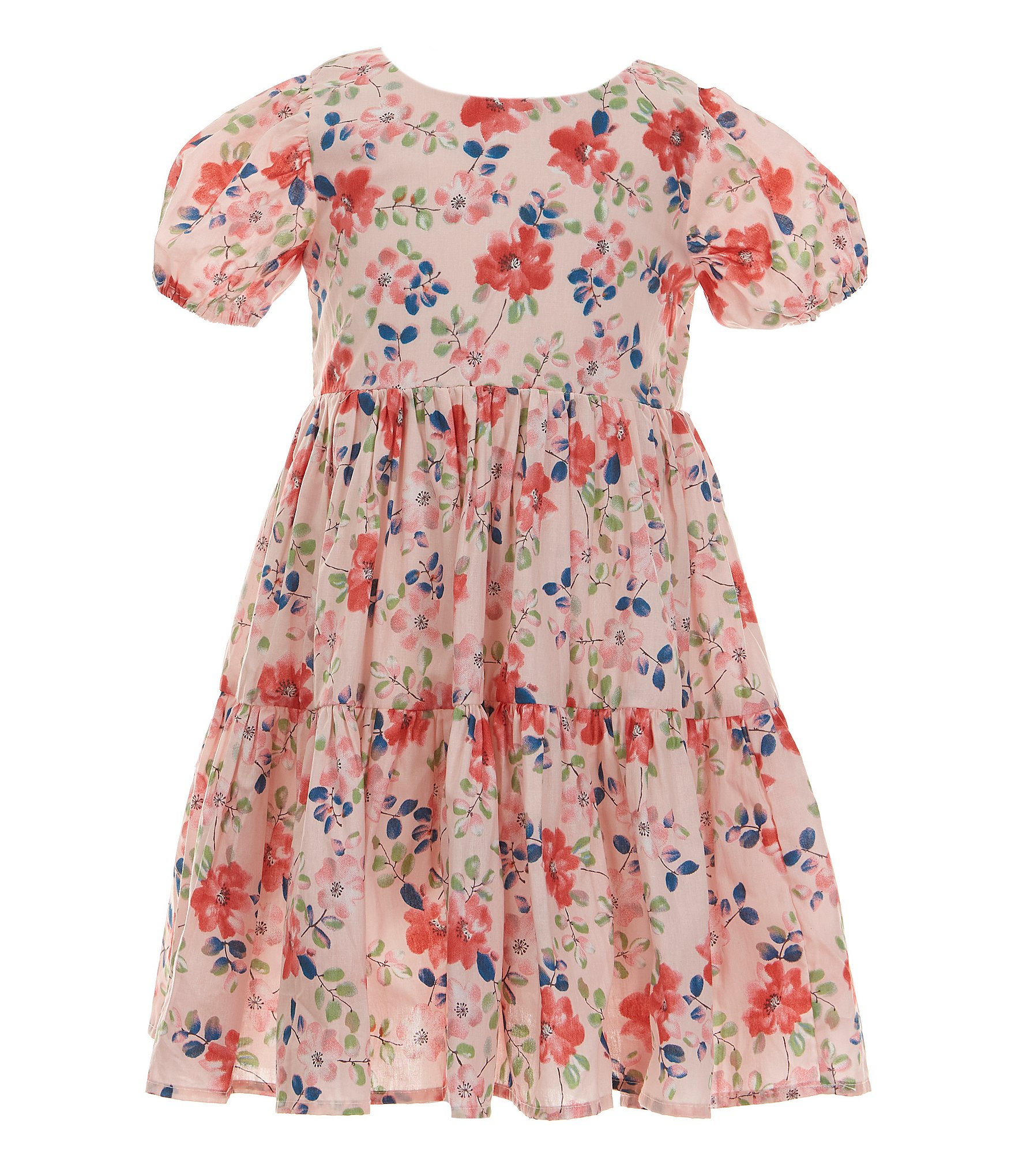 Popatu Little Girls 2-6X Short-Sleeve Floral-Printed A-Line Dress ...