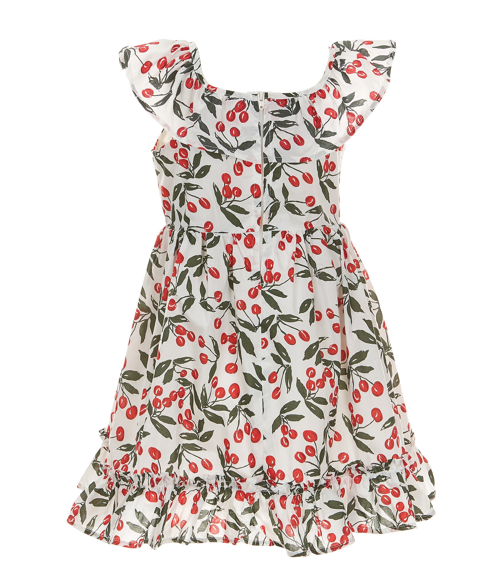 Popatu Little Girls 2-7 Flutter-Sleeve Cherry-Printed Dress