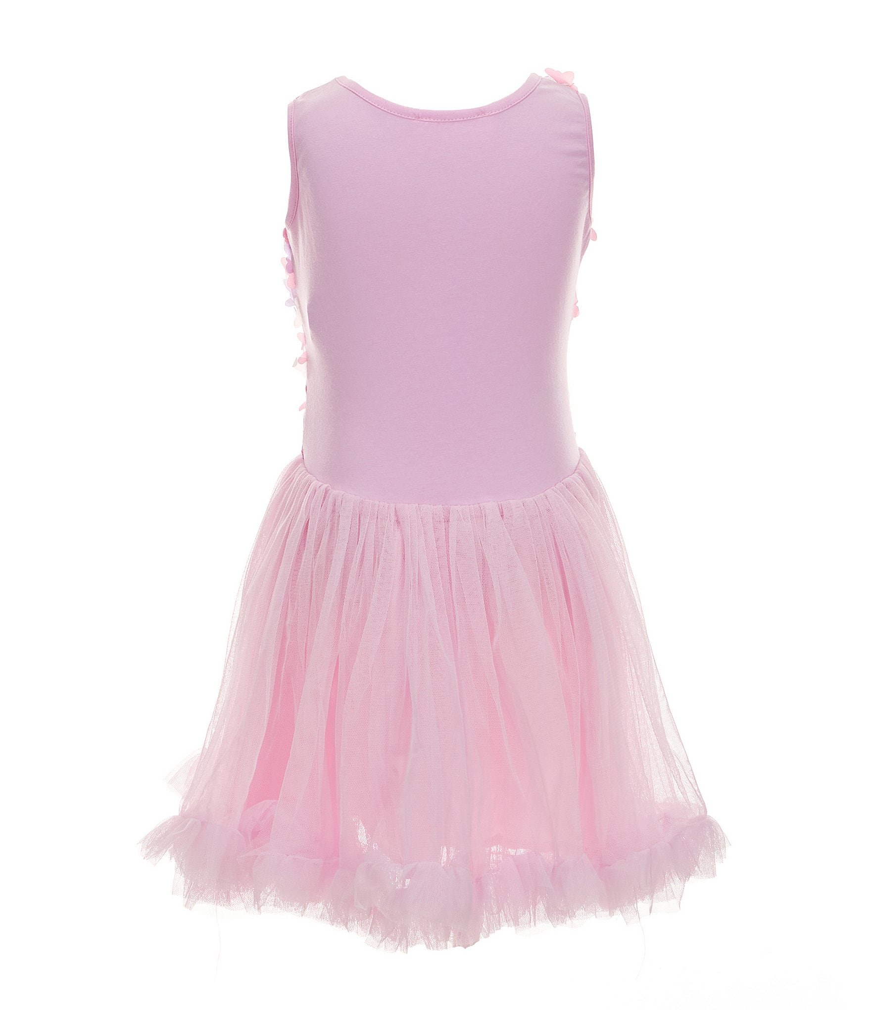 Popatu Little Girls 2T-6X Sleeveless Three-Dimensional-Butterfly-Appliqued Knit Bodice/Mesh Tutu-Skirted Dress