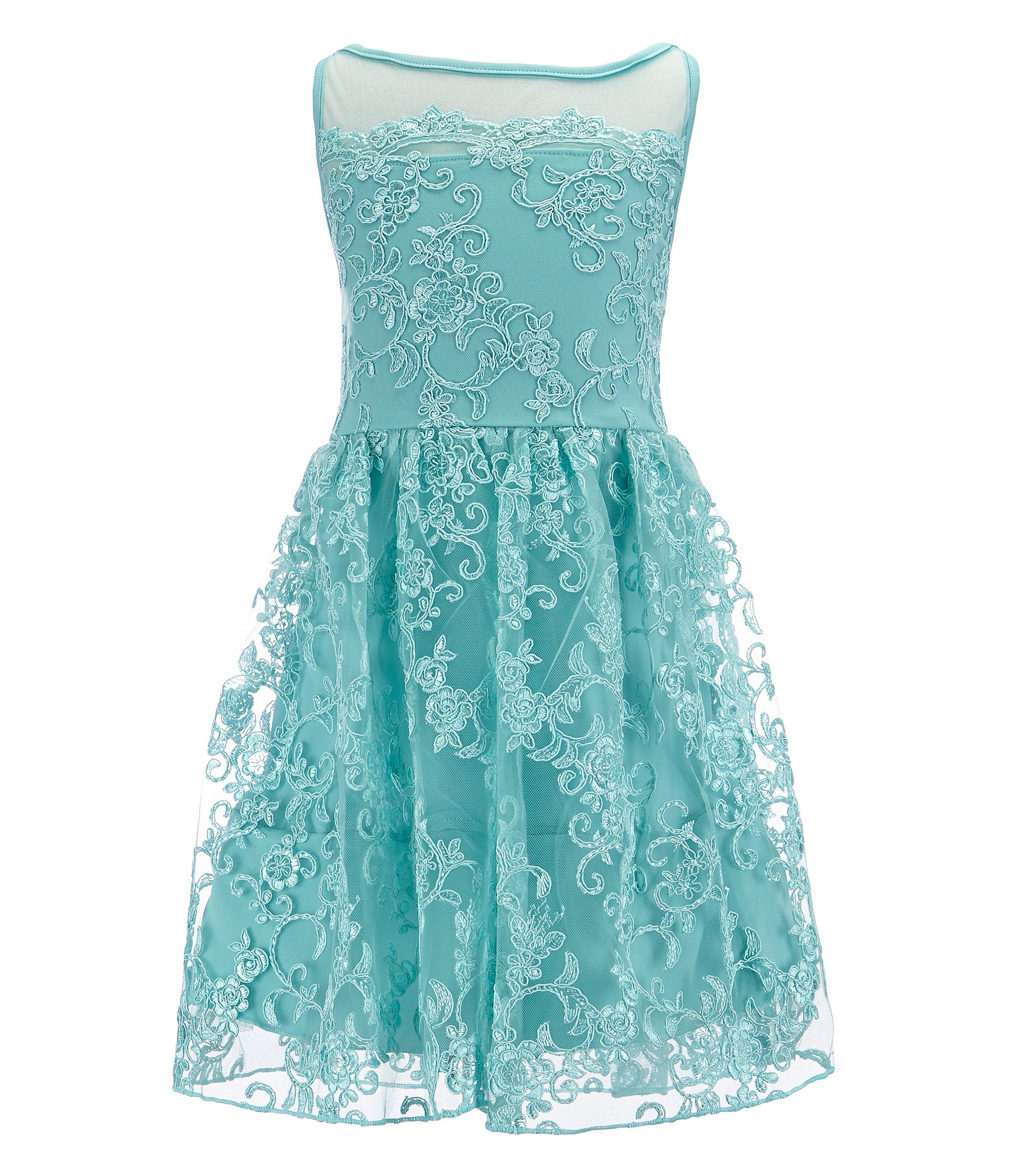 Poppies and Roses Big Girls 7-16 Embroidered-Lace-Overlay Dress | Dillards