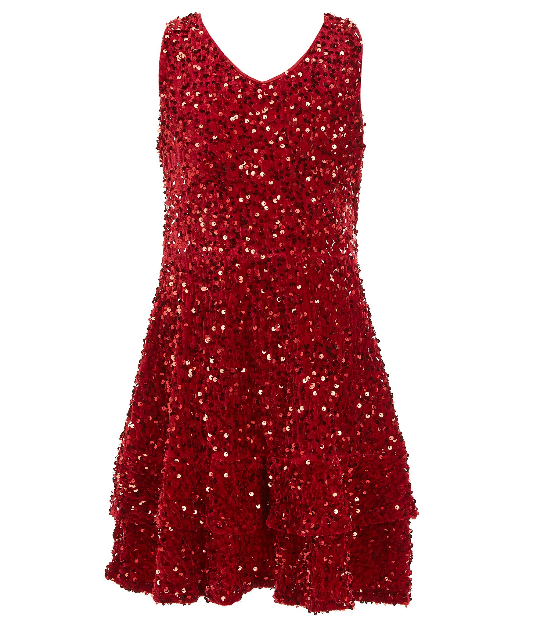 Poppies and Roses Big Girls 7-16 Sequin-Embellished Velvet Fit-And ...