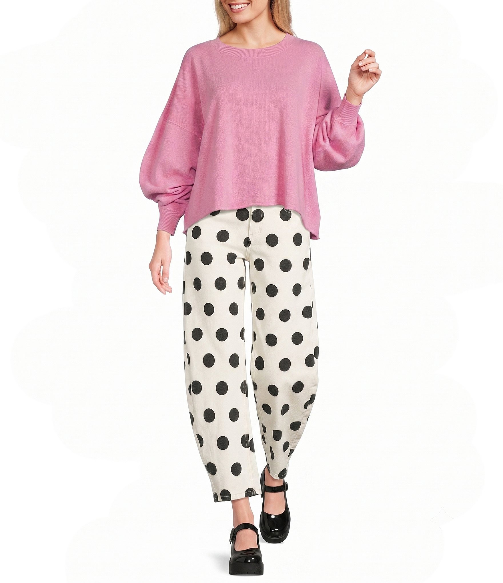 Poppy & Pine Long Sleeve Crew Neck Pullover Top