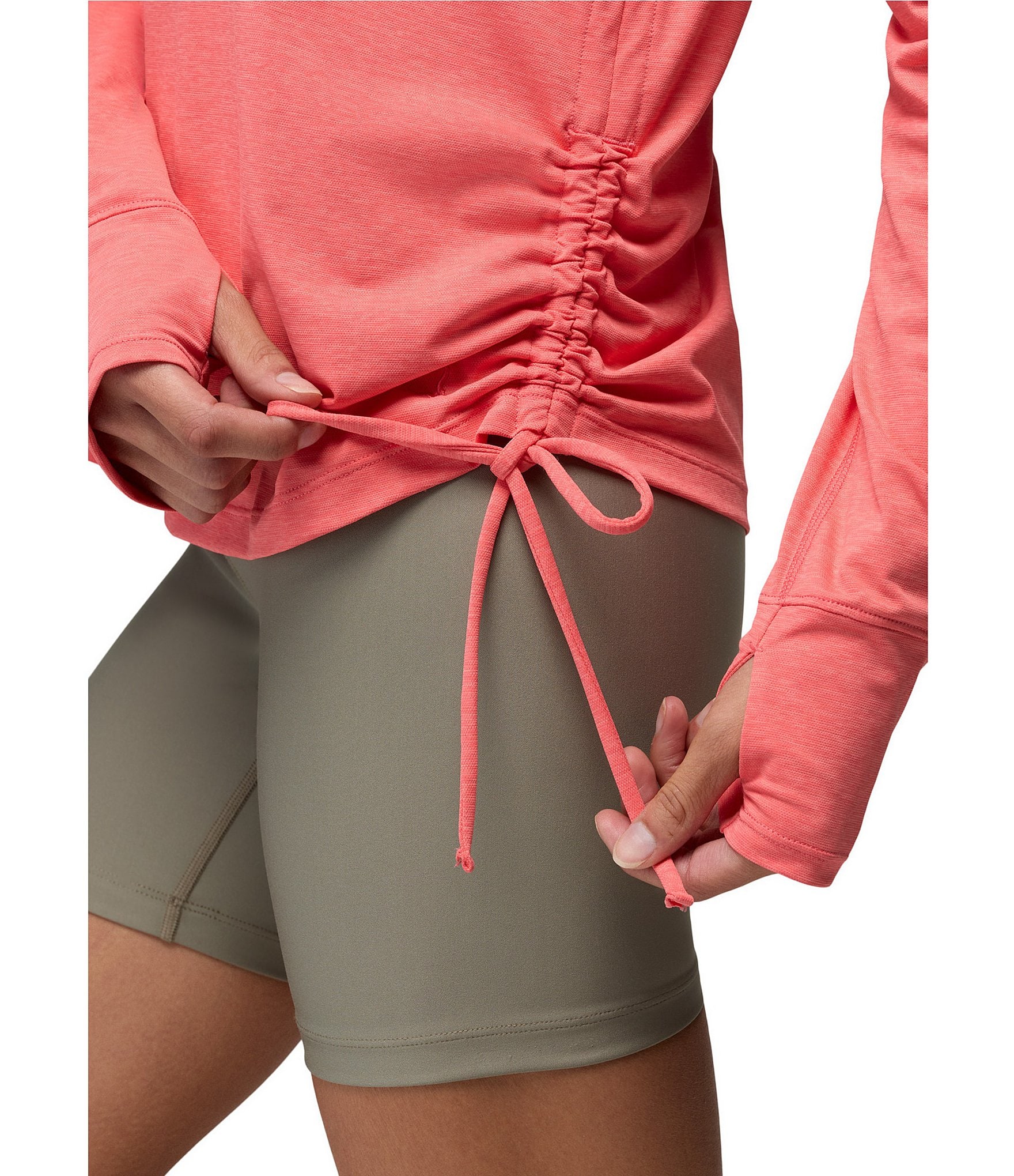 prAna Eileen Jersey Mesh Cinch Side Hoodie Pullover Top