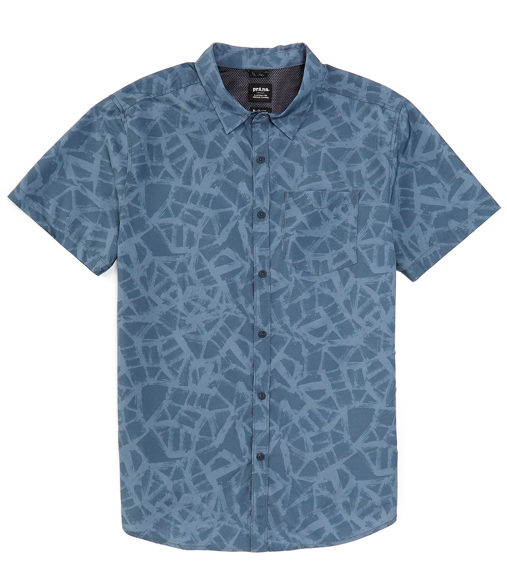 prAna Lost Sol Short Sleeve Cracked Earth Printed Woven Shirt