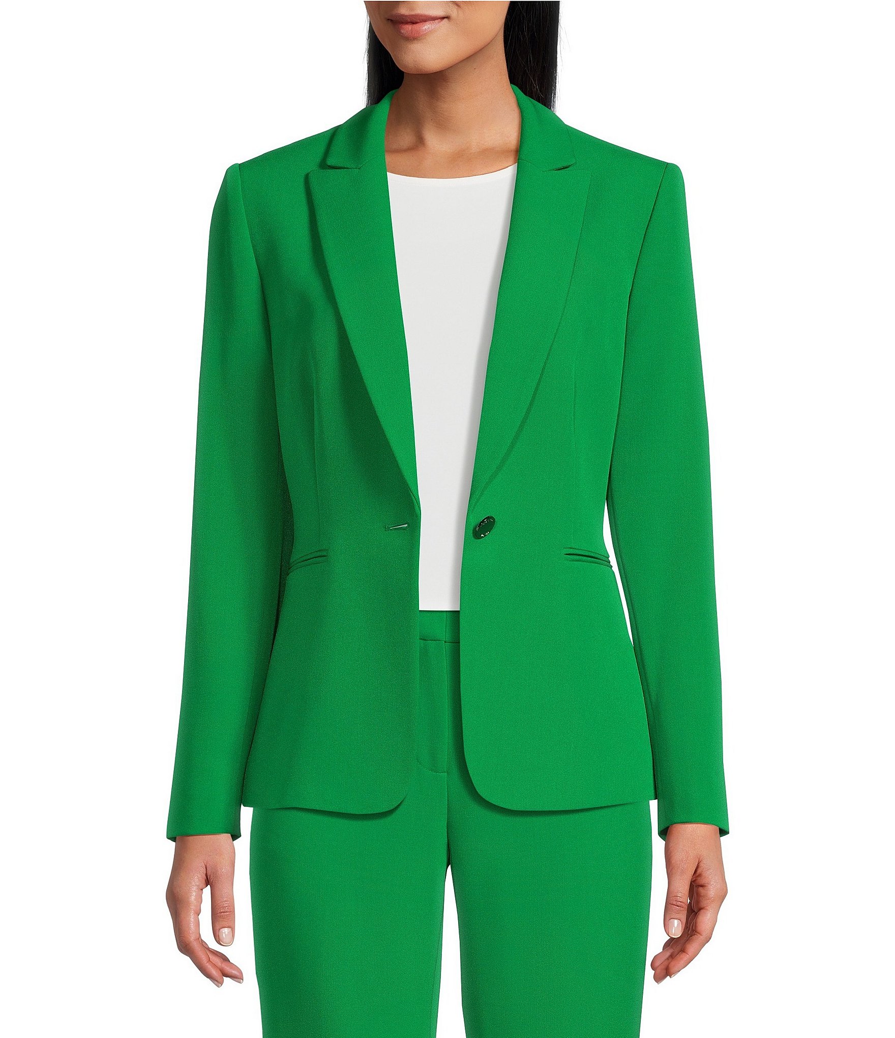 Zapaka Women Black Double Breasted Party Blazer Peak Lapel