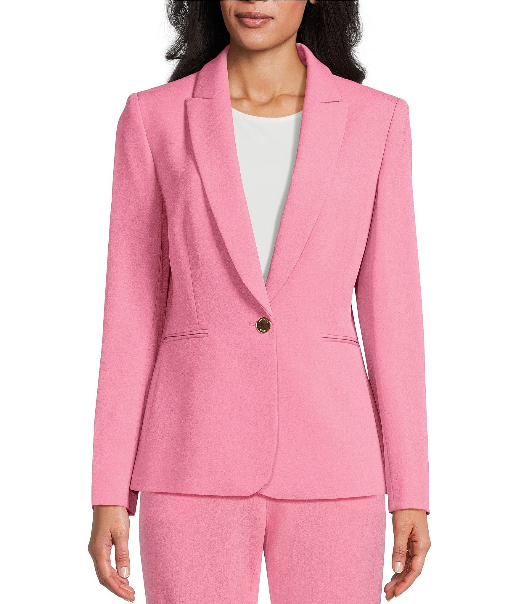 Preston & York Alyssa Notch Lapel Long Sleeve One Button Crepe Blazer