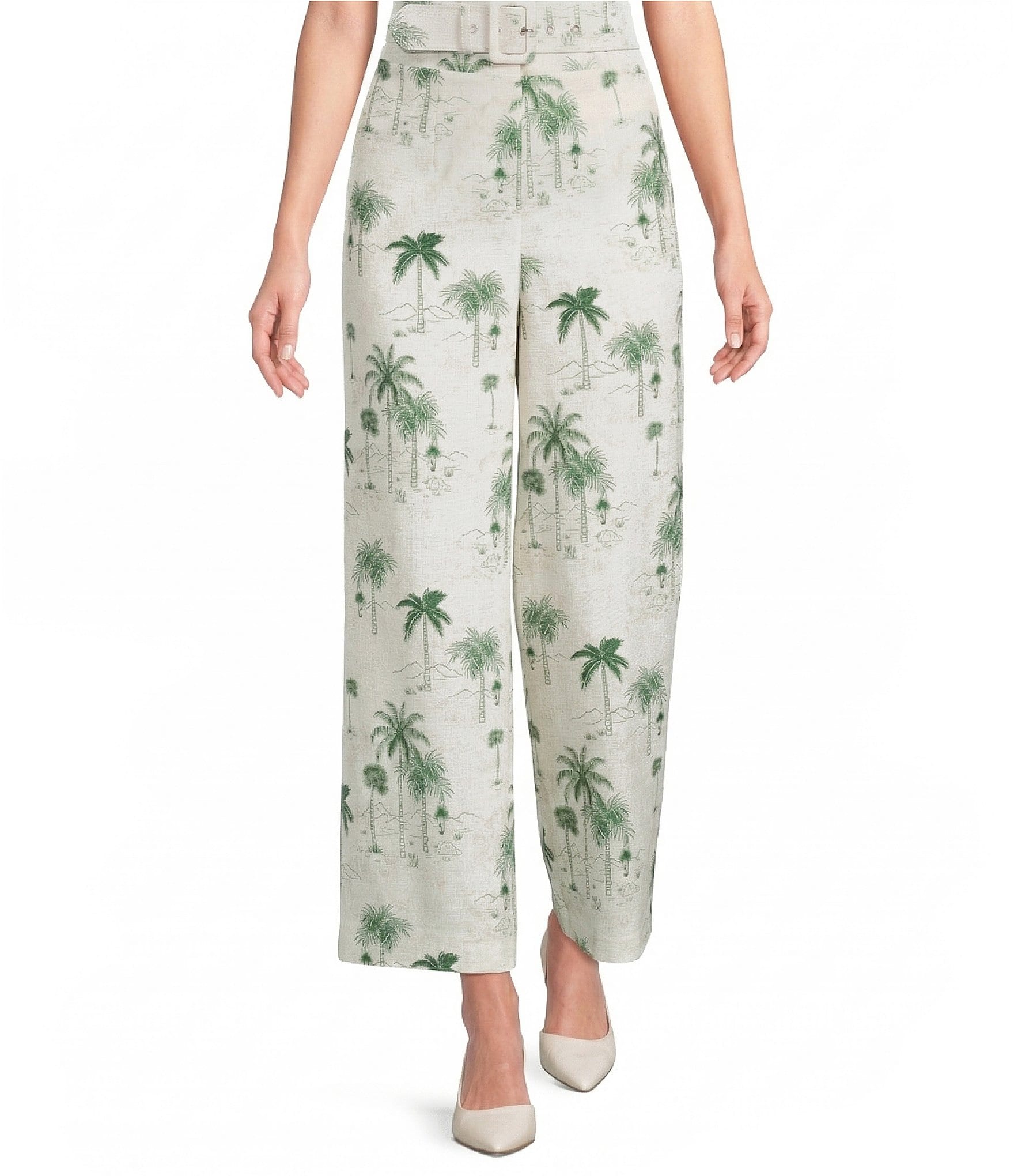 Preston & York Cassia Printed Stretch Linen Wide Leg Pants